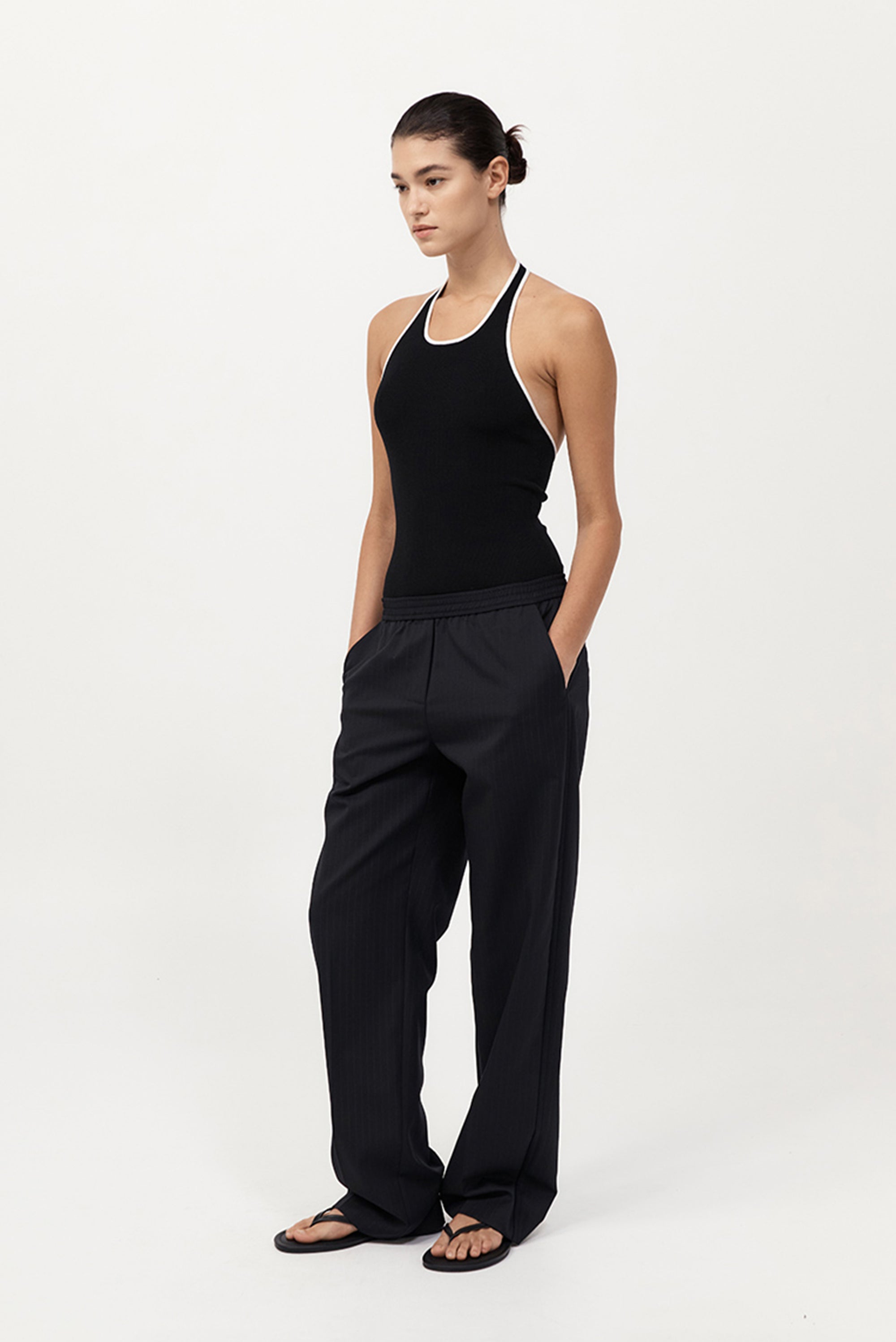 ST. AGNI Fine Line Halter Top - Black