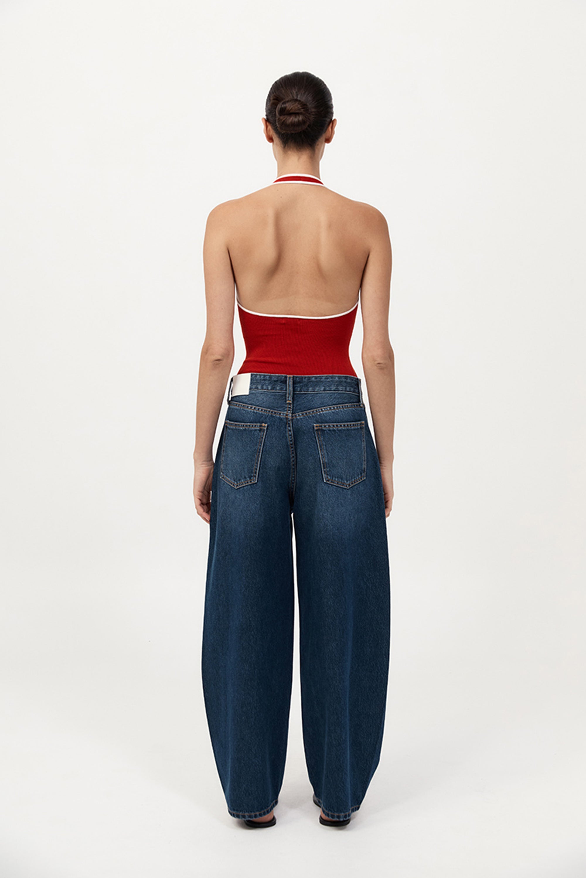 ST. AGNI Fine Line Halter Top - Red