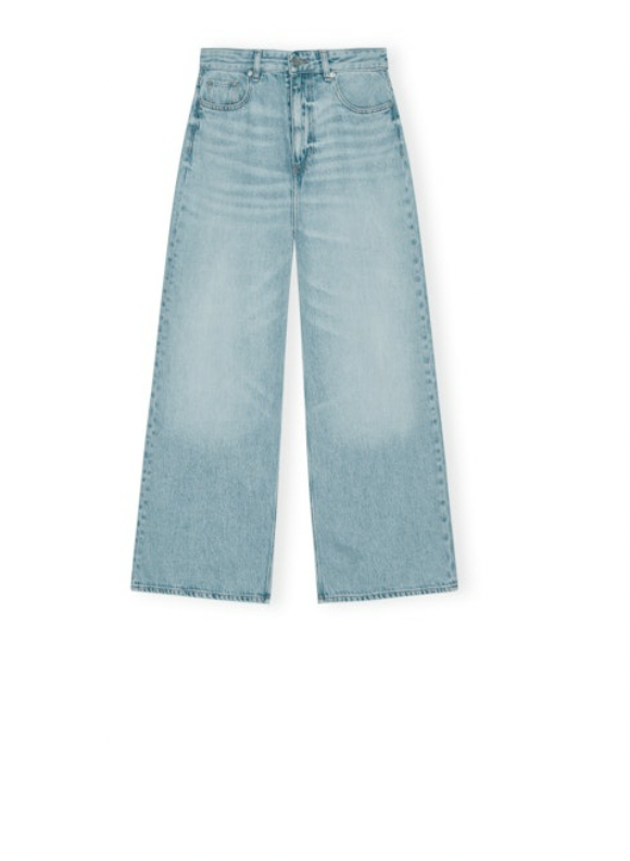 Soft Rigid Denim Baggy Jeans - Light Blue Stone