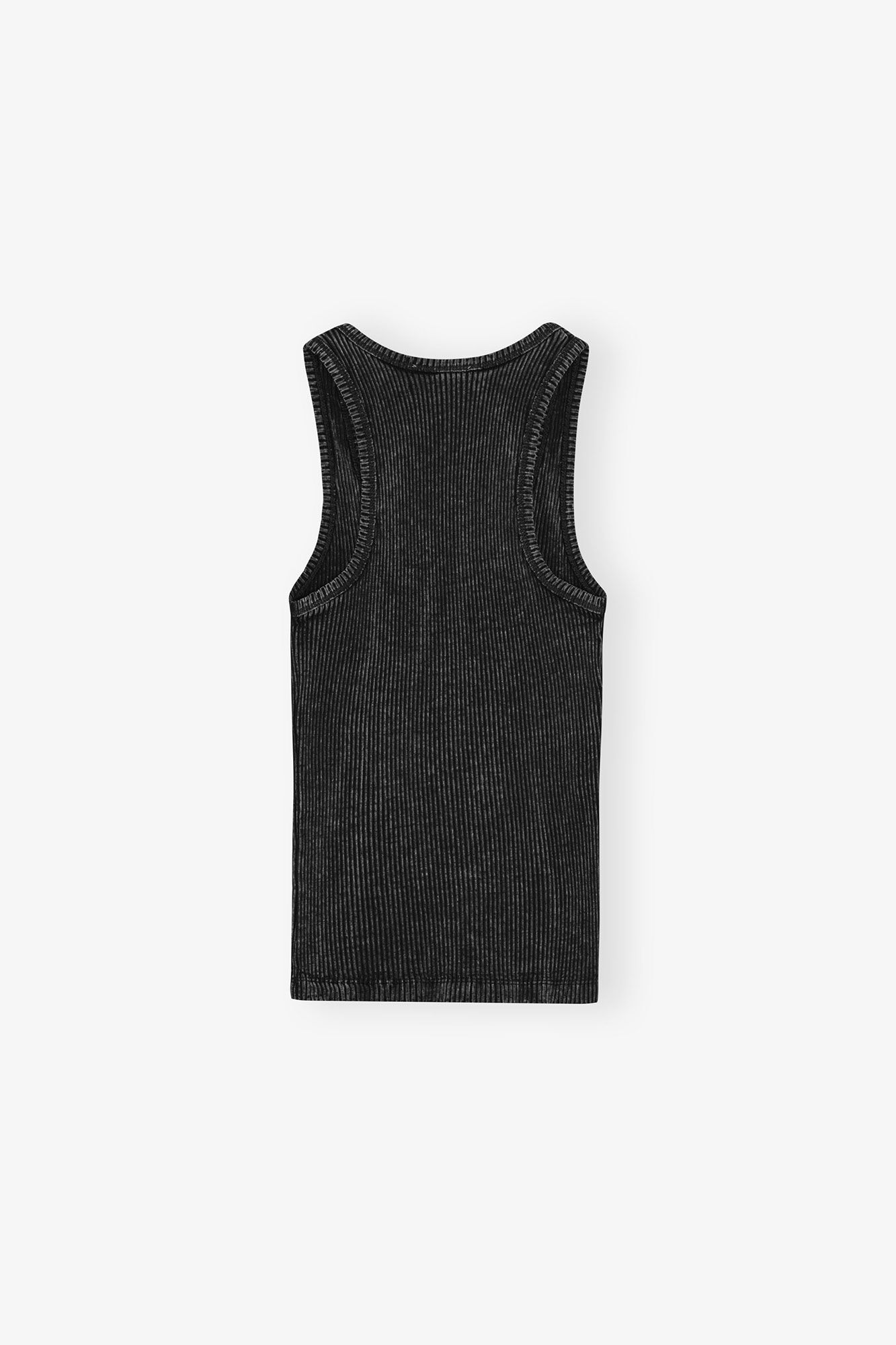GANNI Heavy Rib Jersey Tank Top - Black Washed