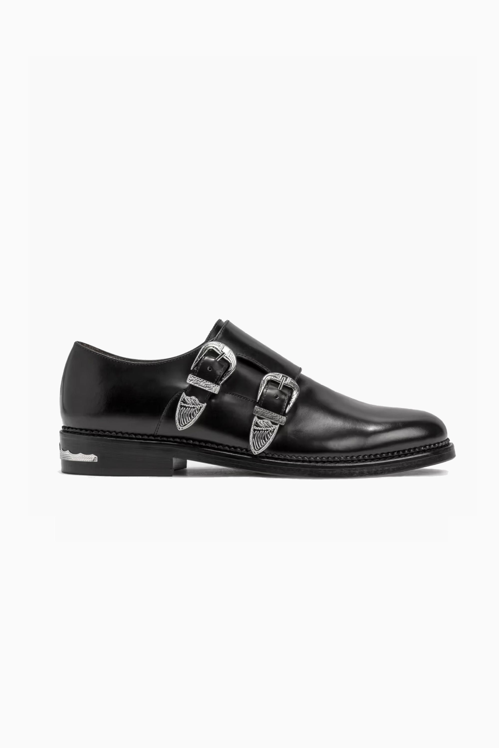 TOGA VIRILIS Double Monk Strap - Black Polido