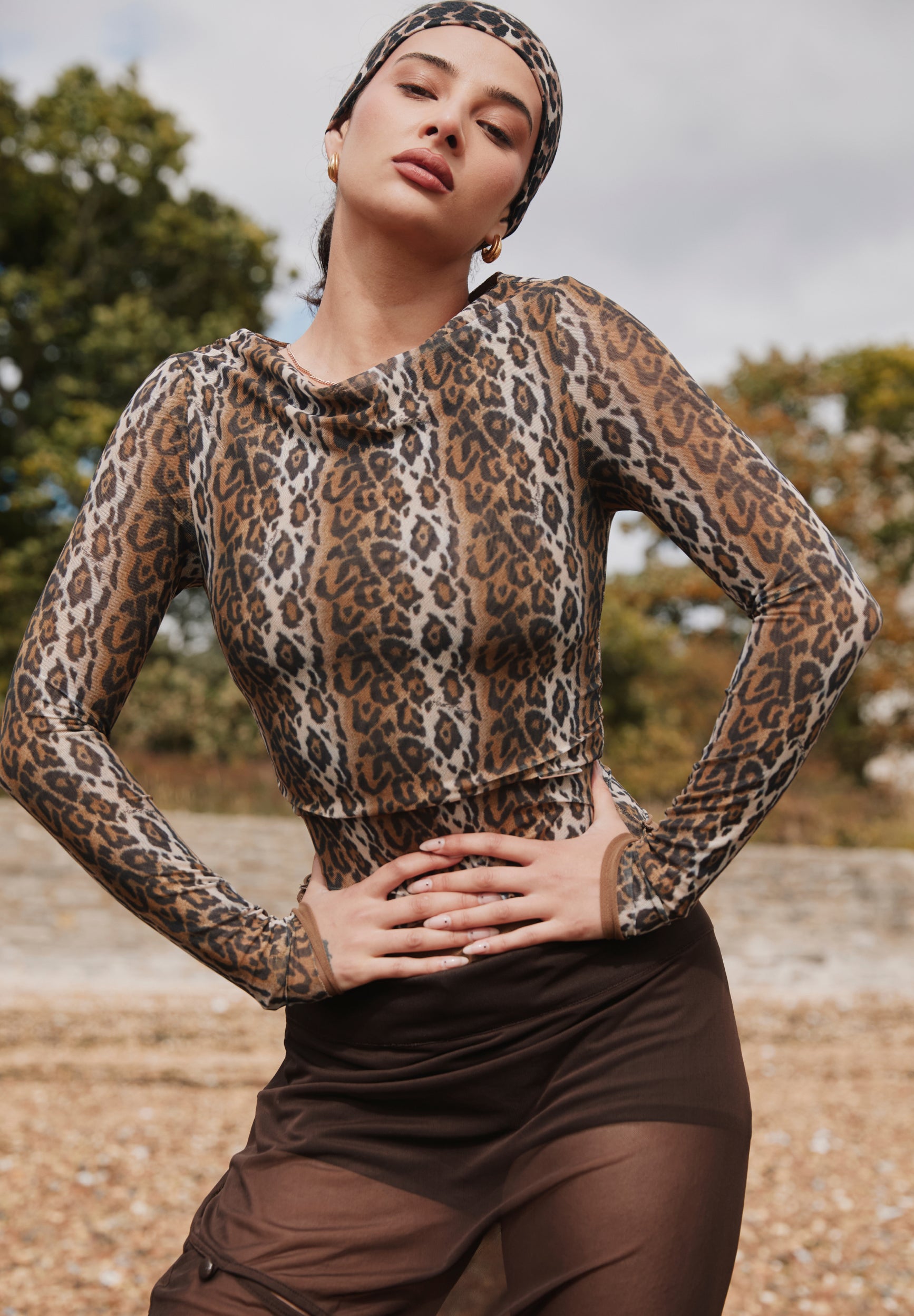 HOUSE OF SUNNY Leopard Layered Long Sleeve Top