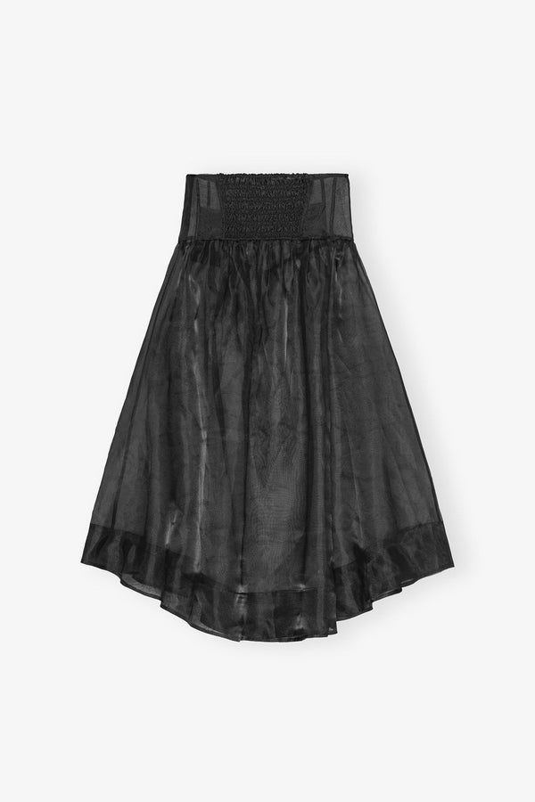 GANNI Technical Organza Long Pocket Skirt - Black