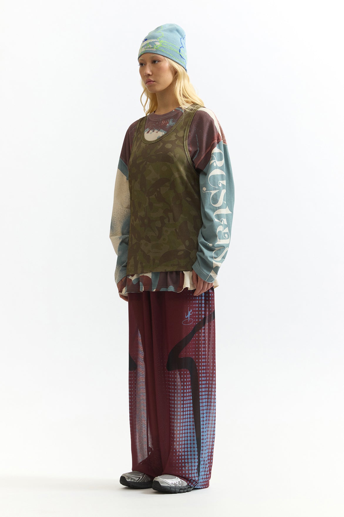 Stipple Mesh Pants - Brick Red