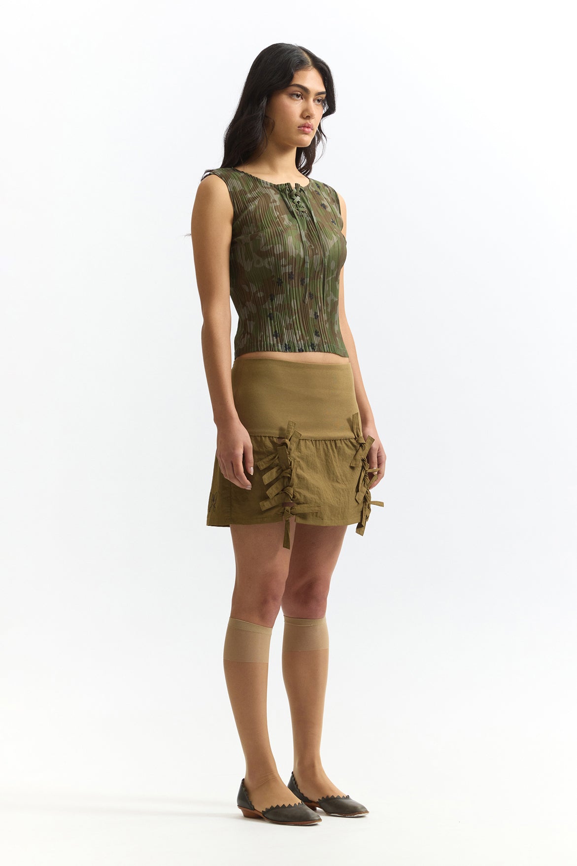 Kallima Pleated Tank Top - Camo