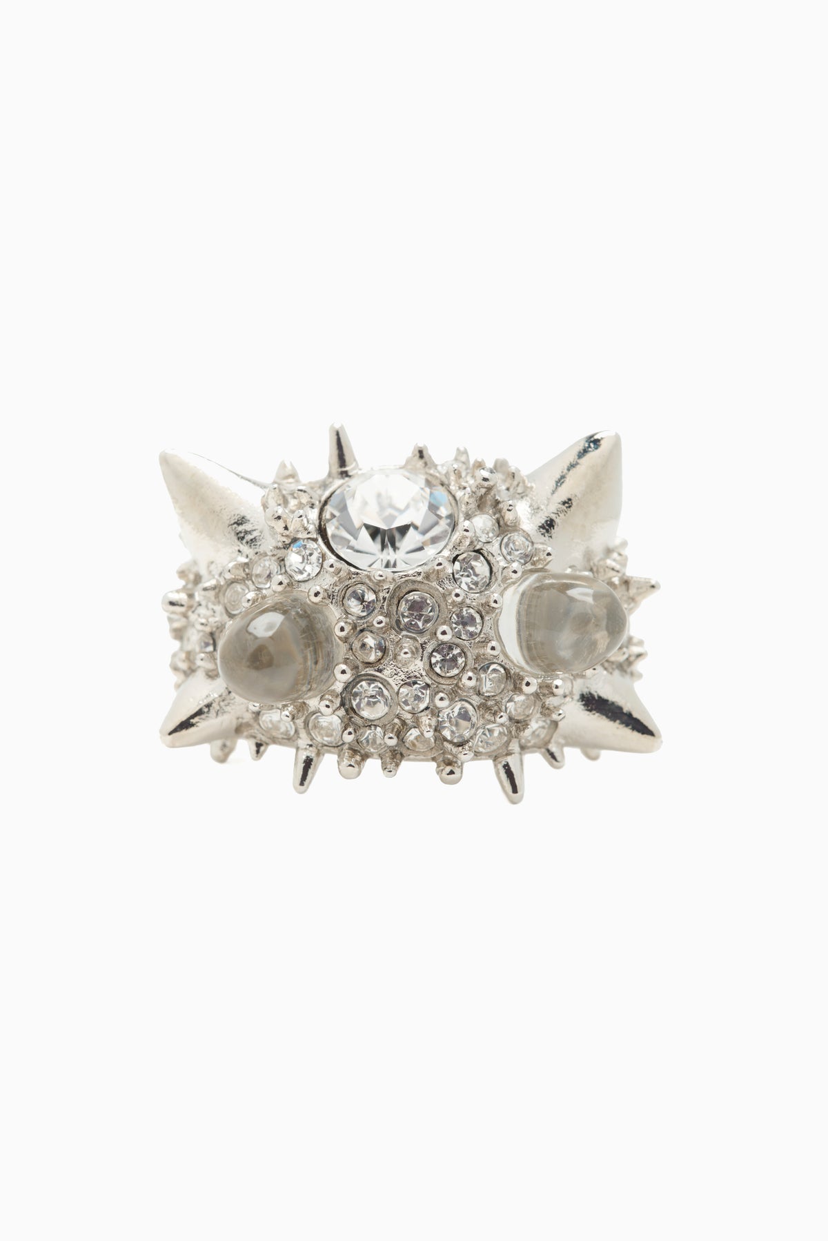 Alien Spike Ring - Silver Clear