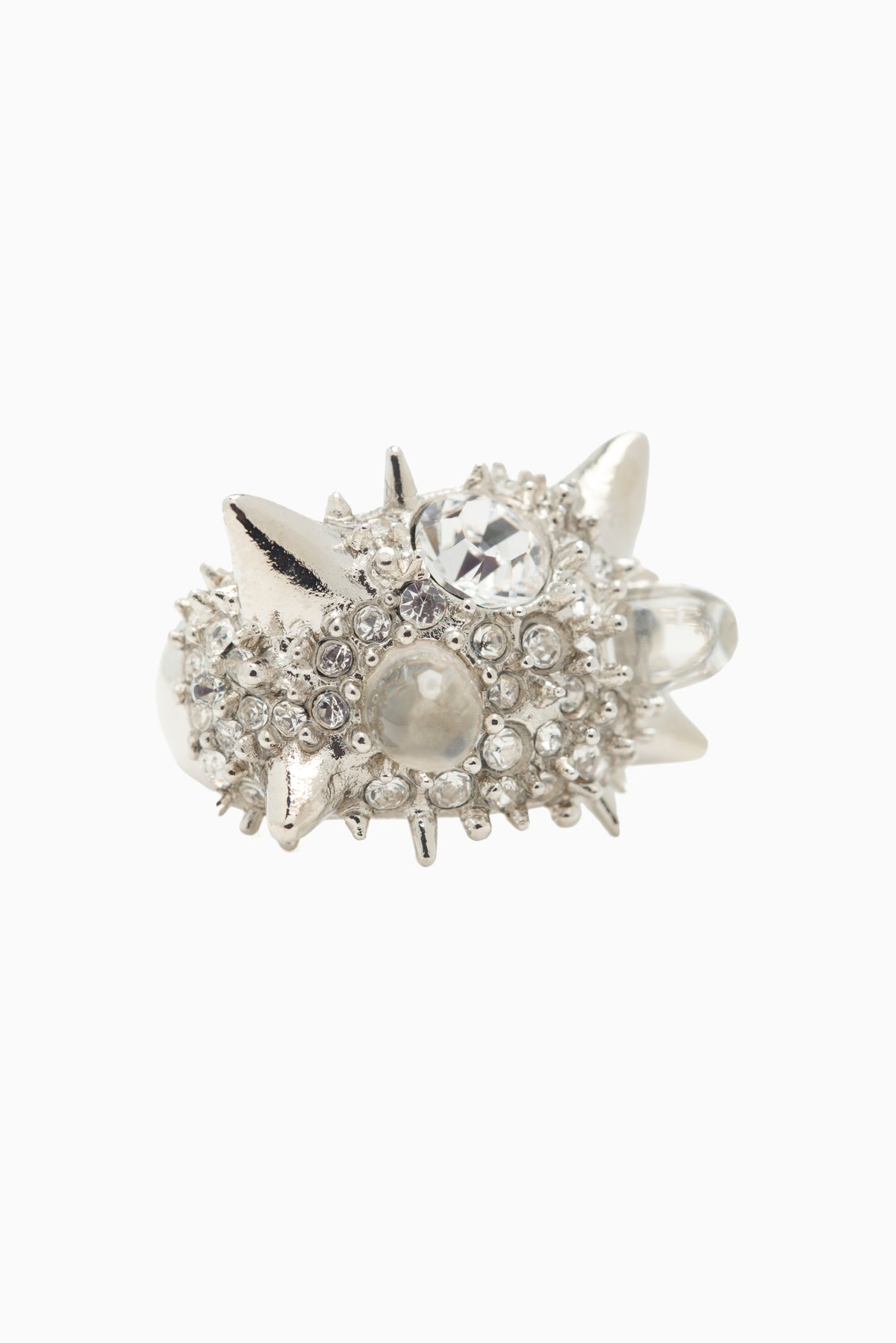 Alien Spike Ring - Silver Clear