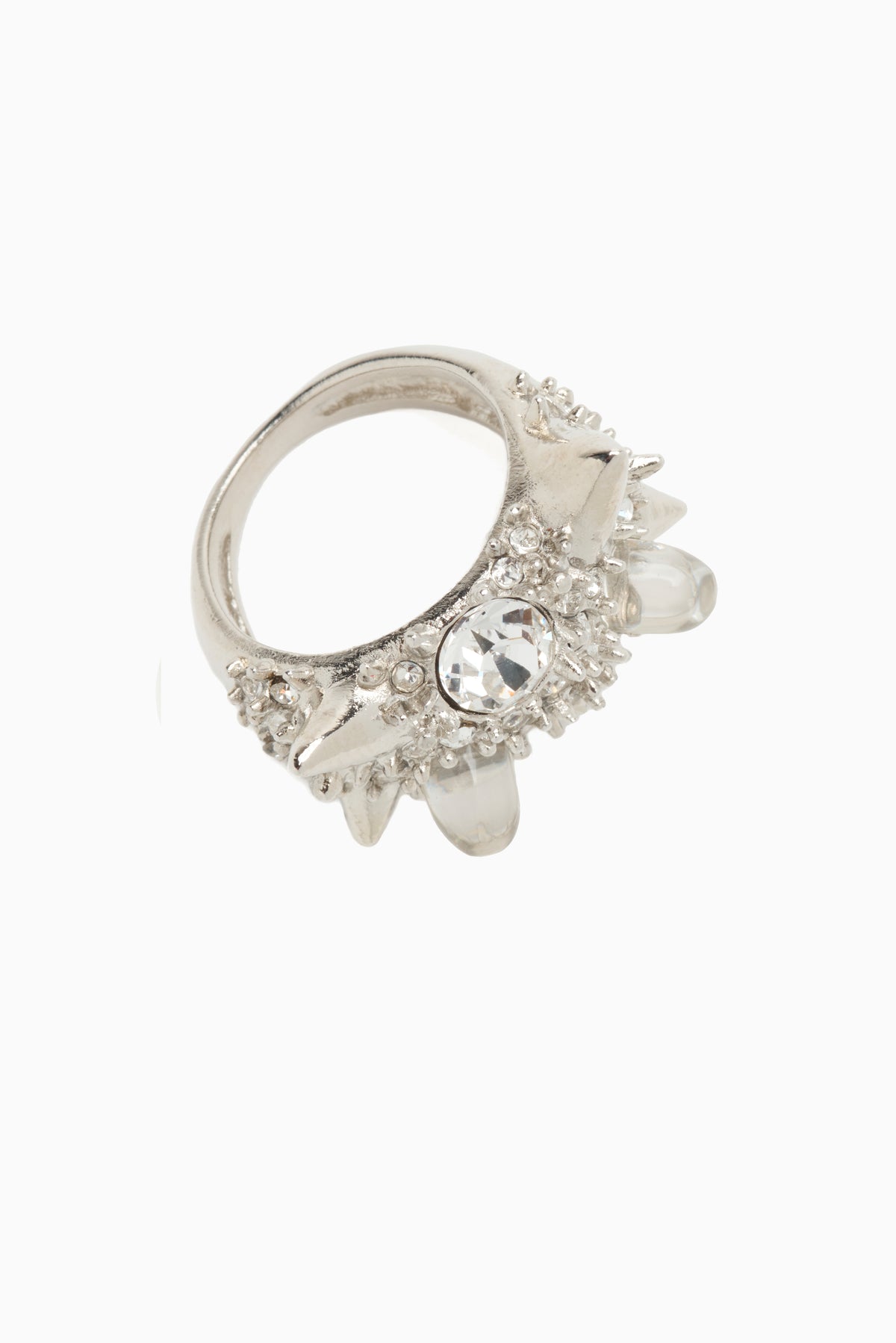 Alien Spike Ring - Silver Clear