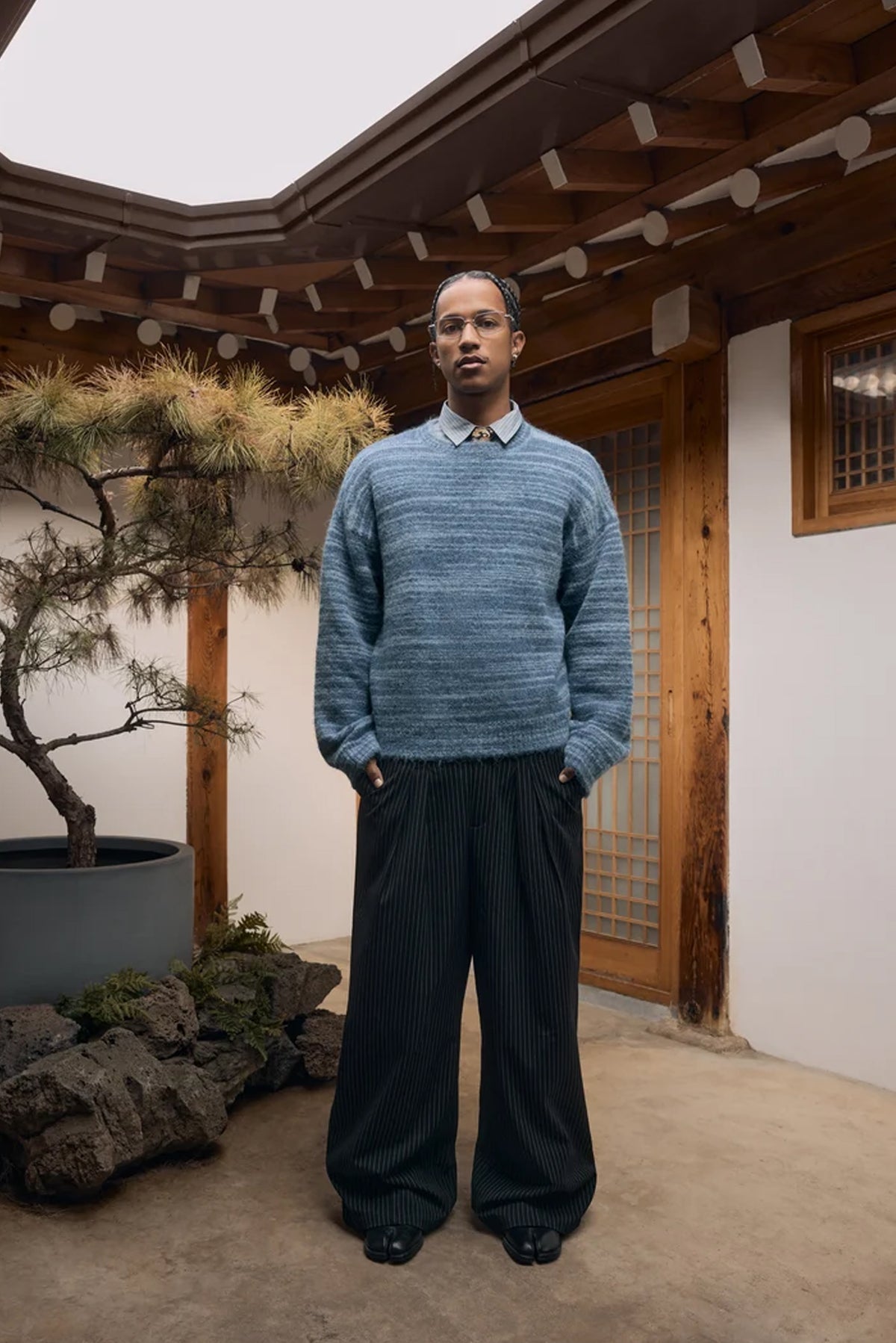 Shizouka Alpaca Knitted Sweater - Blue