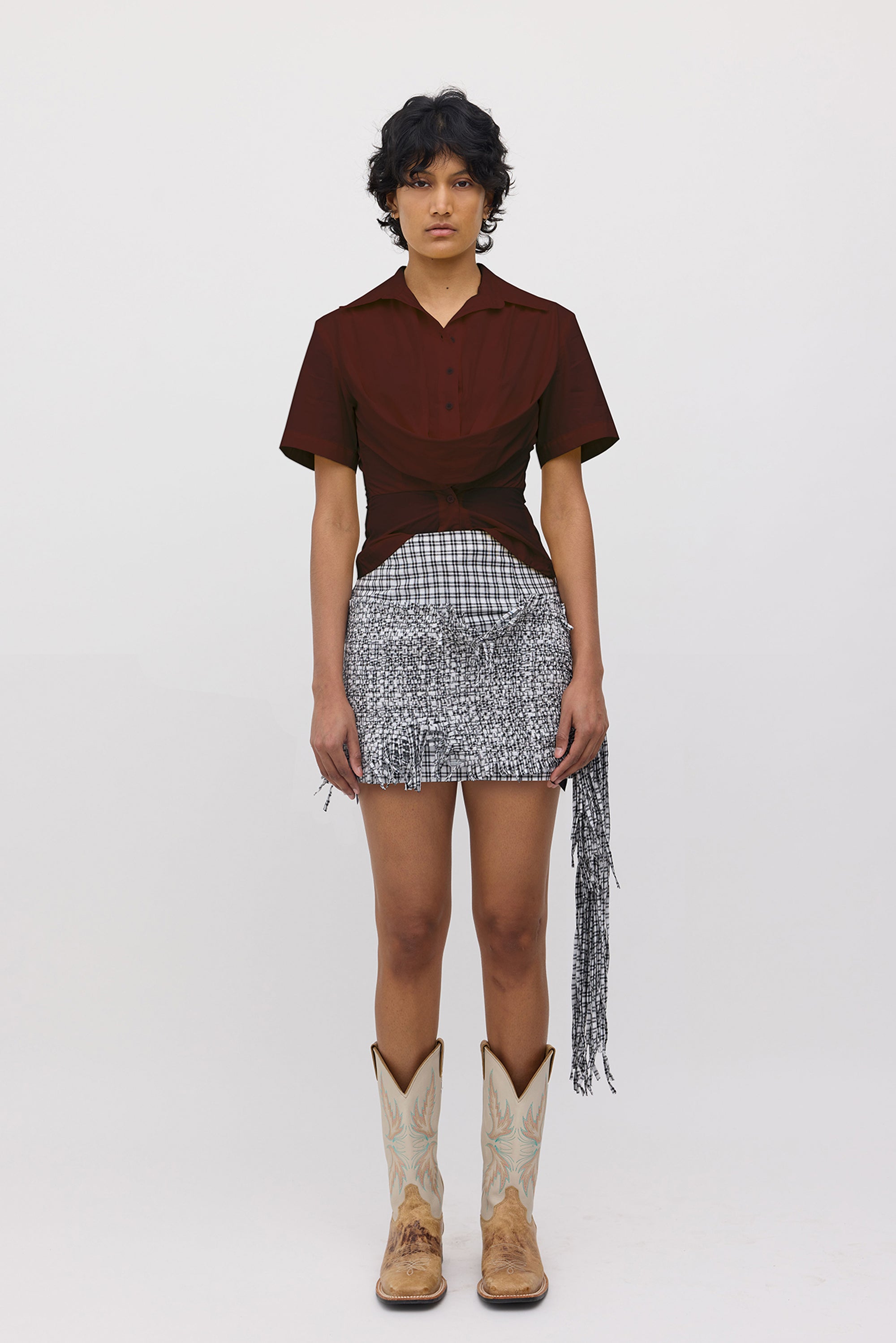 Corrine Mini Skirt - Black/White Check