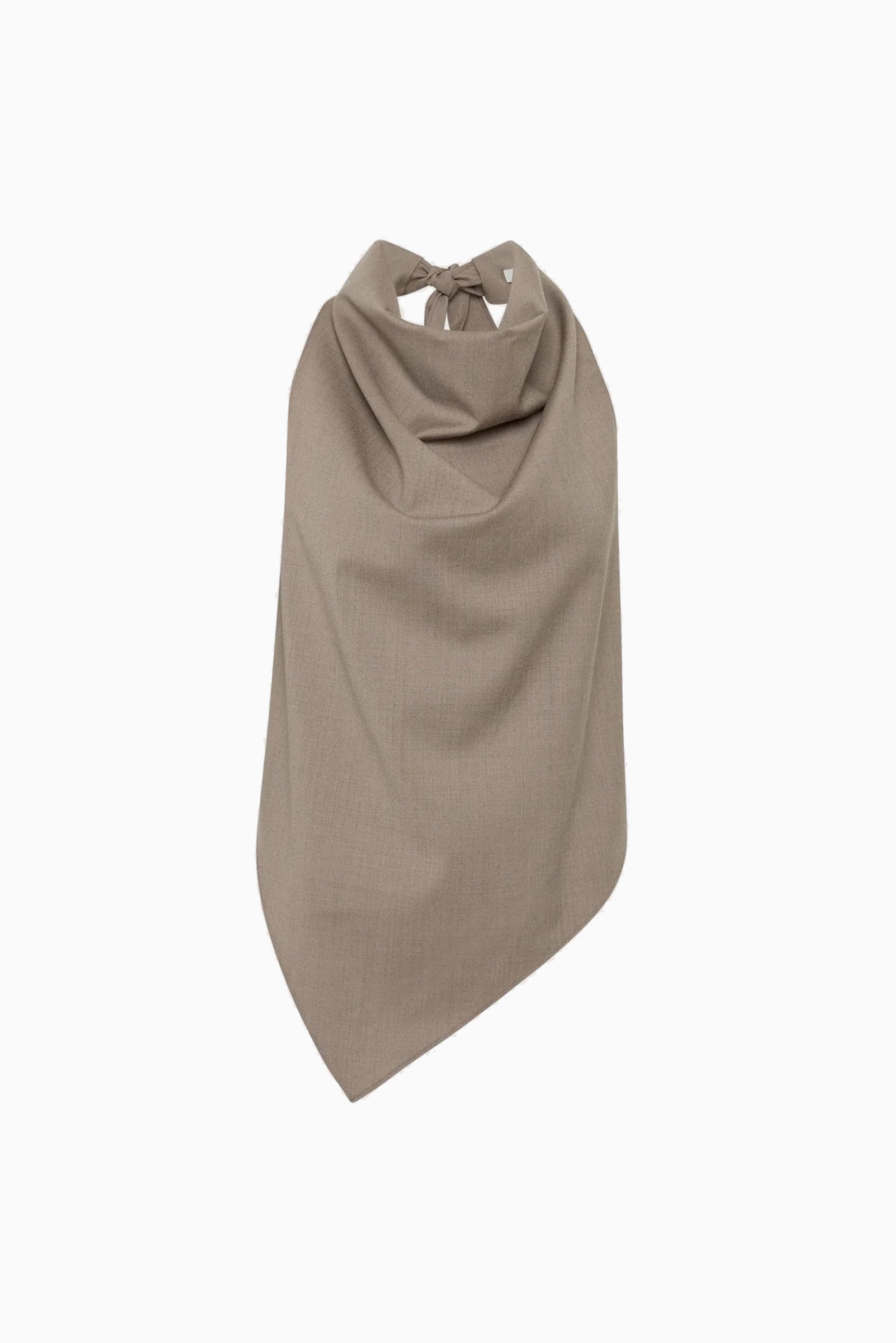 Wool Cowl Backless Top - Light Taupe