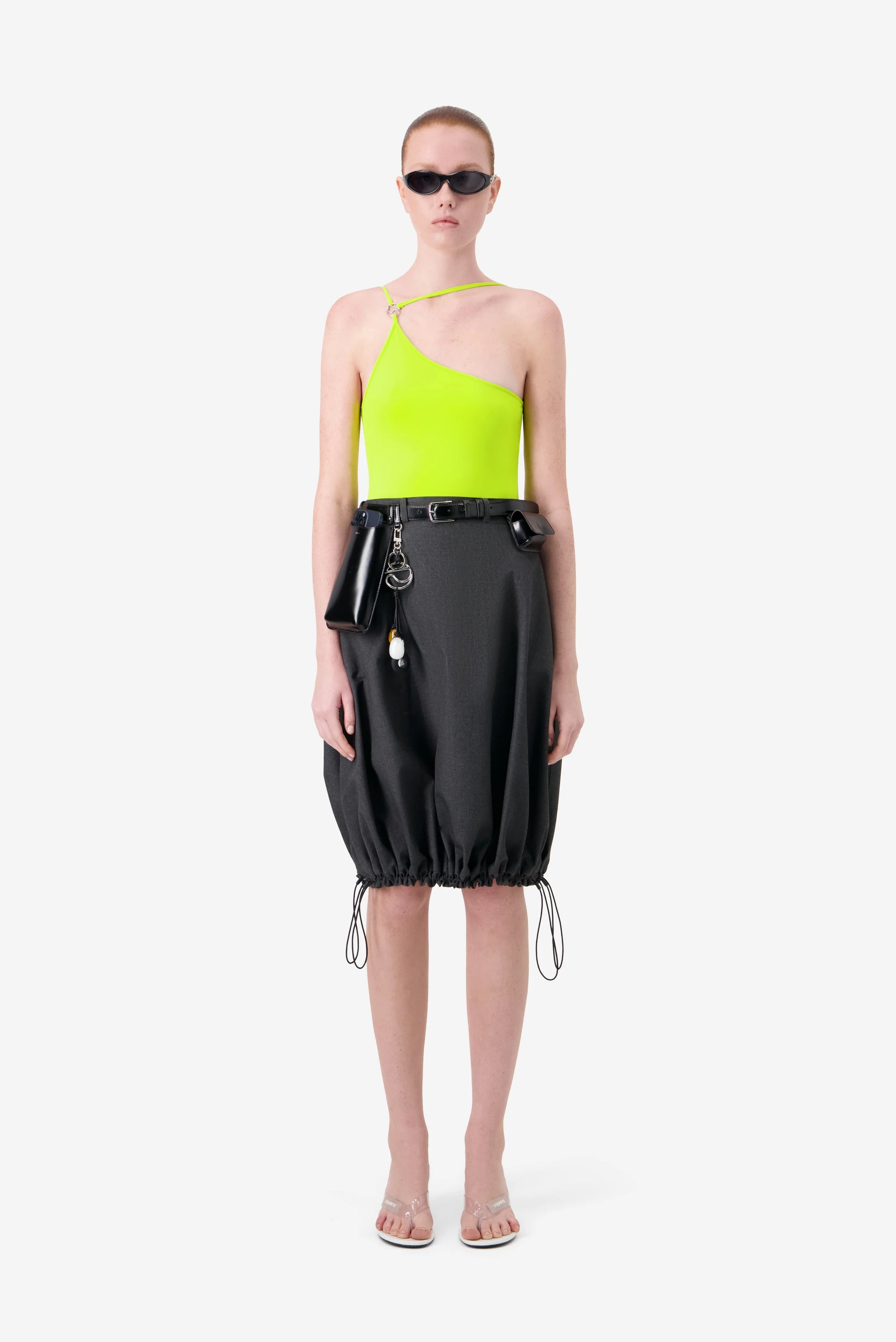 Technical Tailored Balloon Skirt - Black