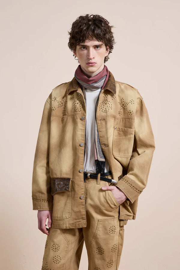 Canvas Studded Work Jacket - Vintage Sand