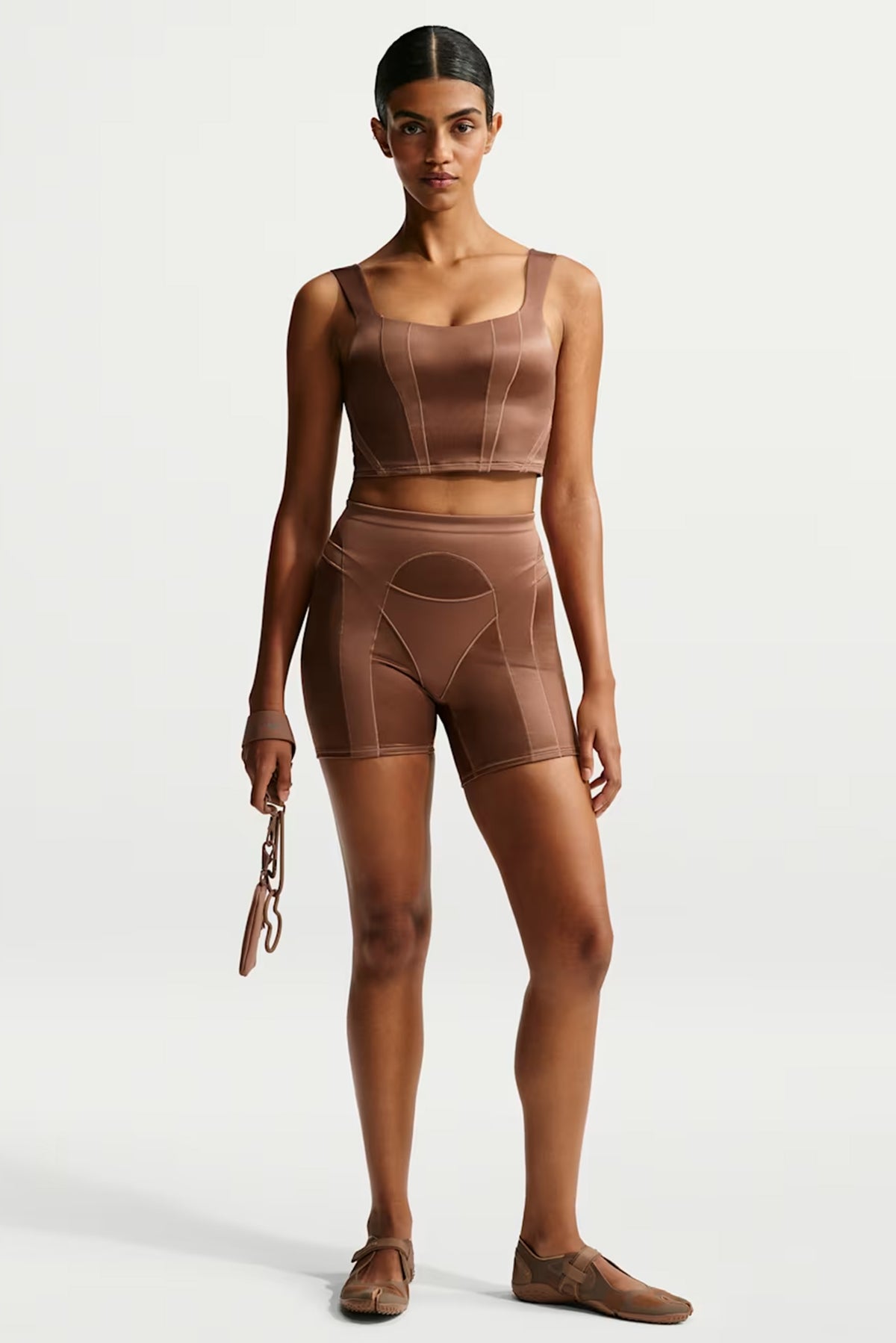 NikeSKIMS Satin Shine High-Waisted 5" Biker Shorts - Carob Brown
