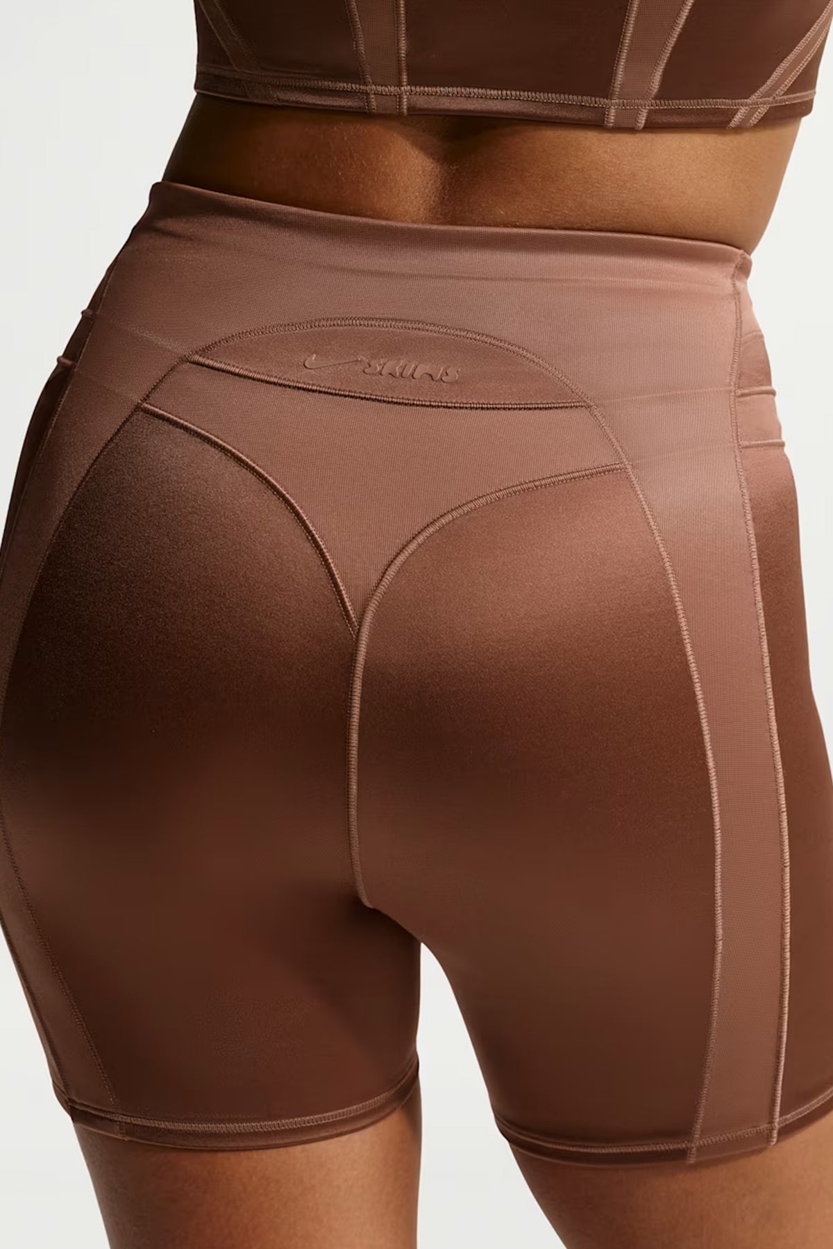 NikeSKIMS Satin Shine High-Waisted 5" Biker Shorts - Carob Brown