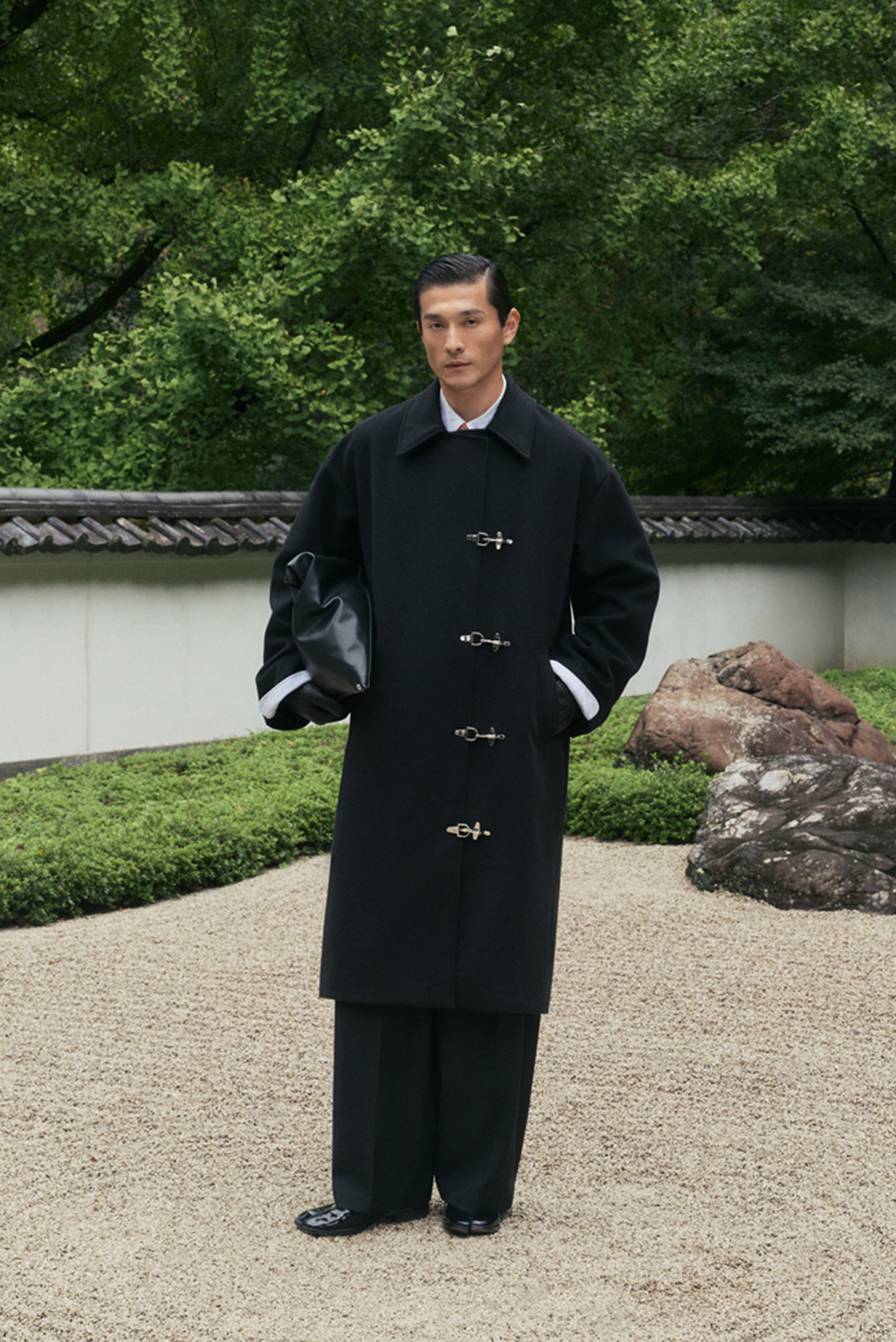 Gyokudo Aged Black Pleated Wool Trousers - Black