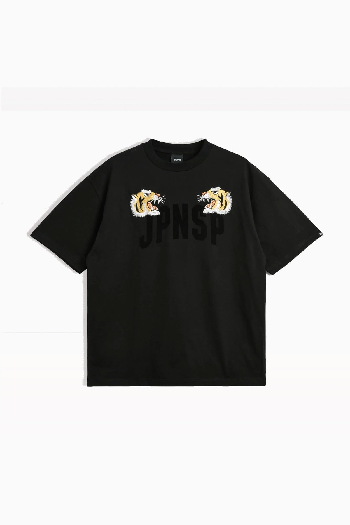 Front Side Embroidery T-Shirt - Tiger/Kanji (Black)