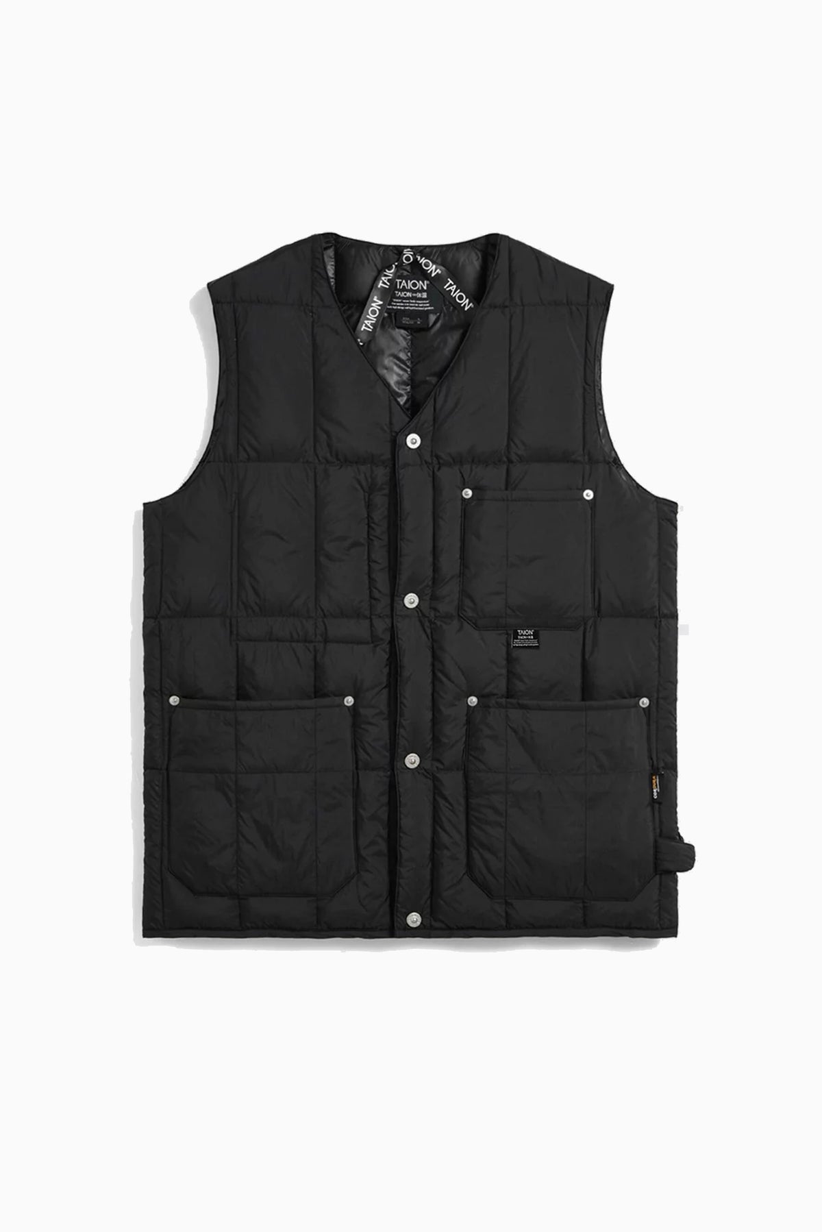 Work V Neck Button Down Vest - Black