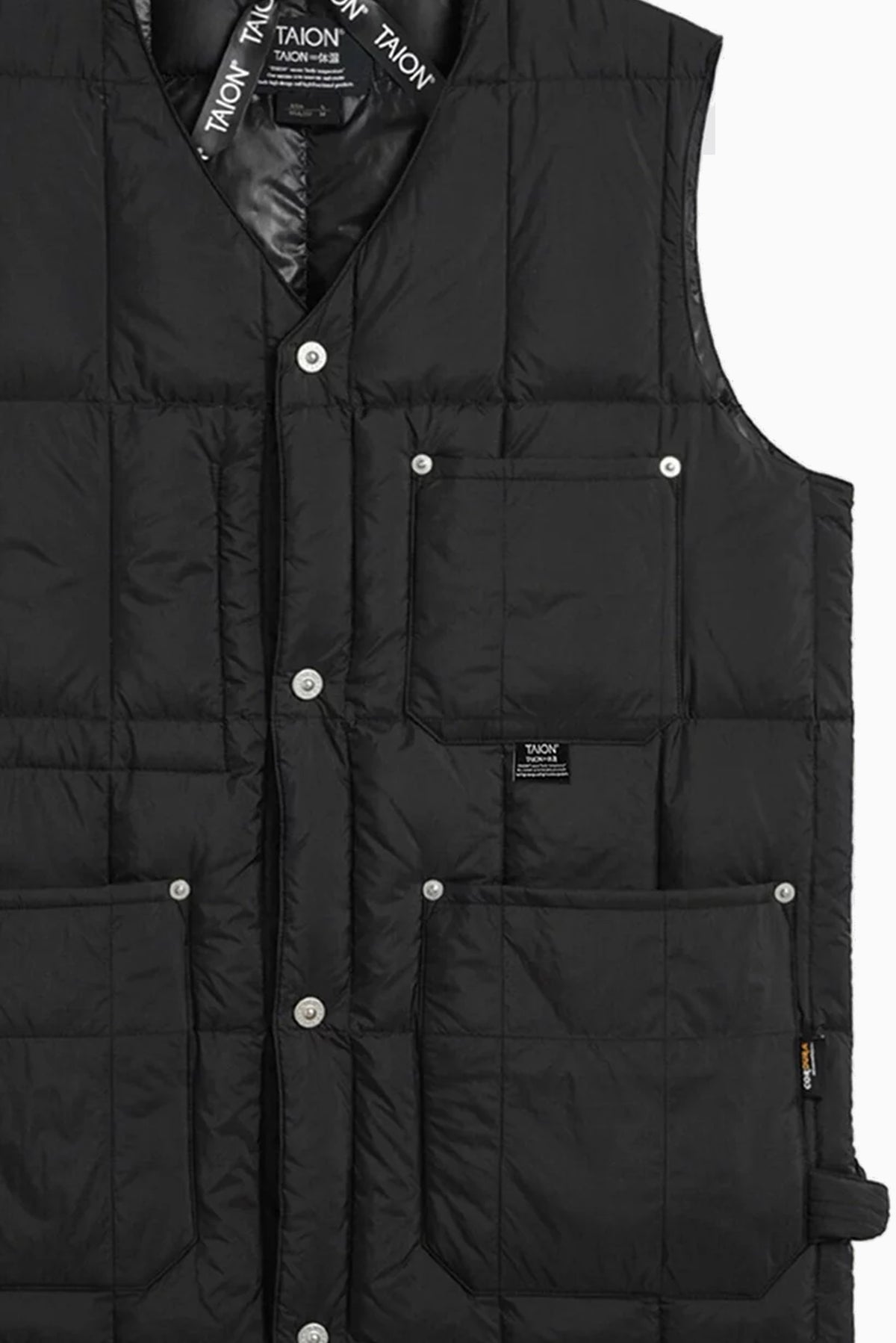 Work V Neck Button Down Vest - Black