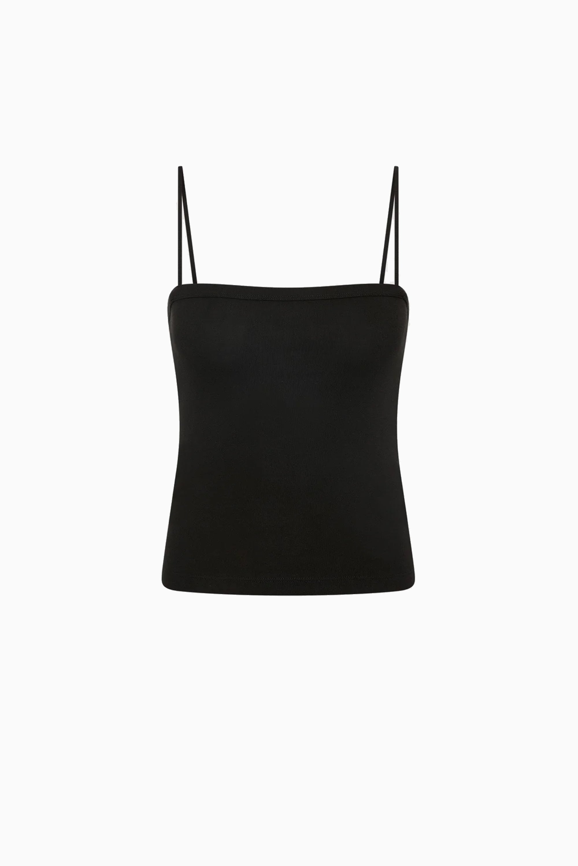 Organic Cotton Square Neck Cami - Black