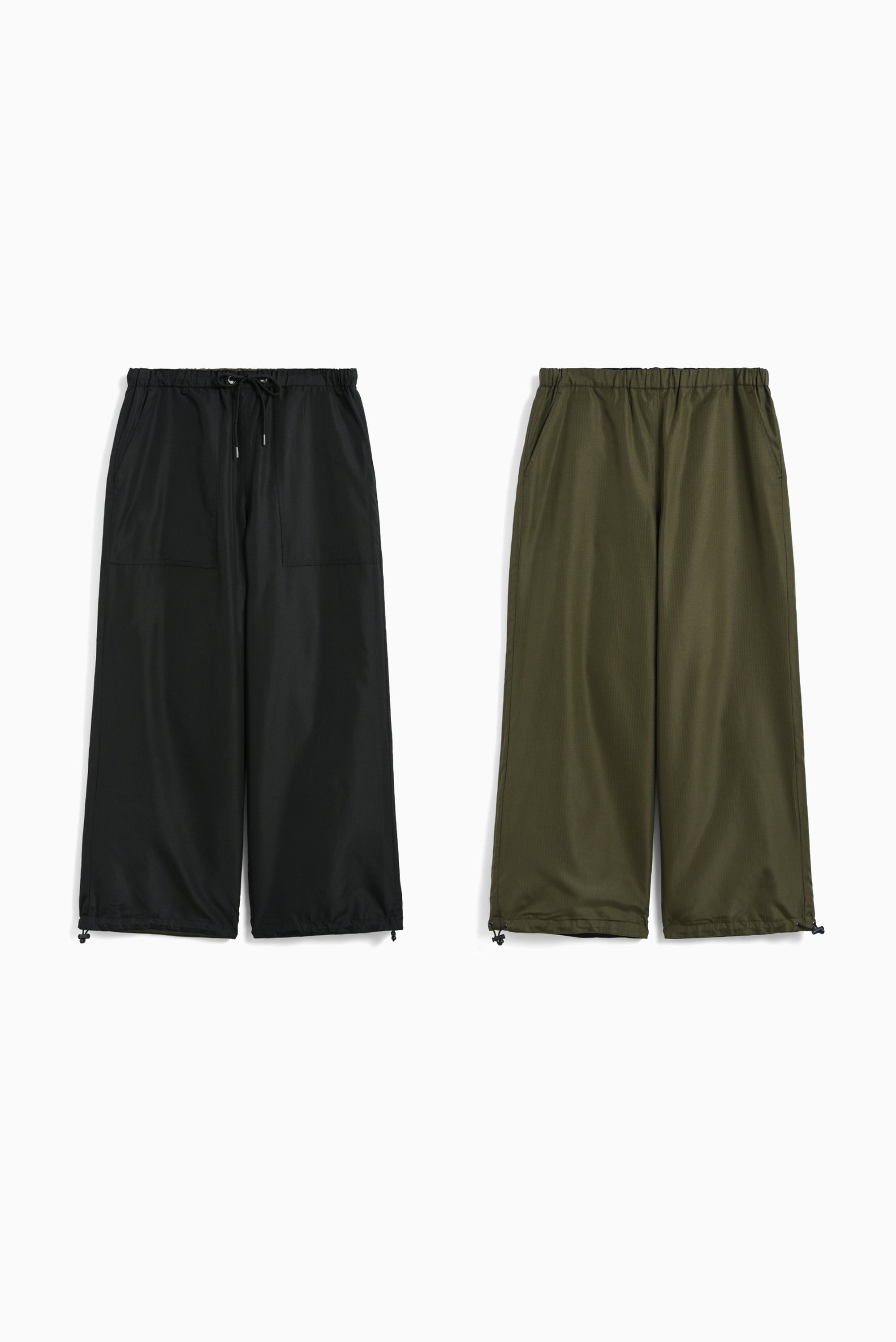 Non Down Military Reversible Wide Pants - Black