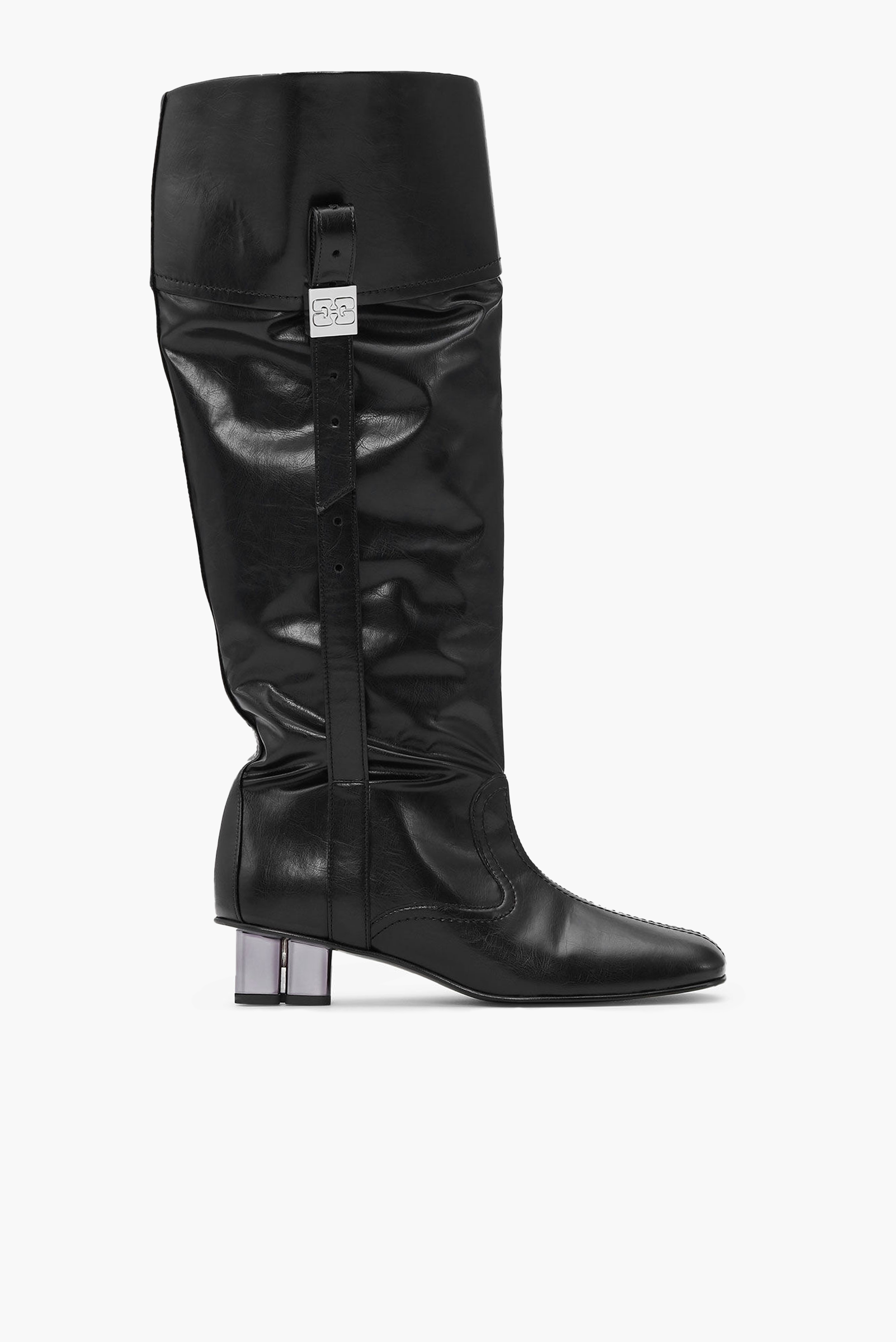 GANNI Butterfly Slouchy Boot Crinkle Oleatex - Black