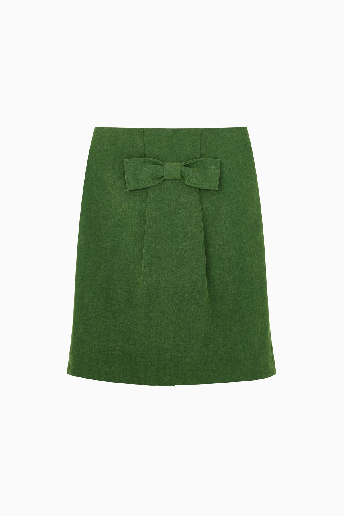 Bow Trimmed Straight Skirt - Green