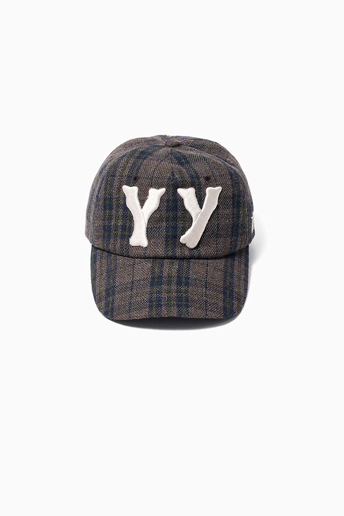 YY Checkered Heart Bone Ball Cap - Brown