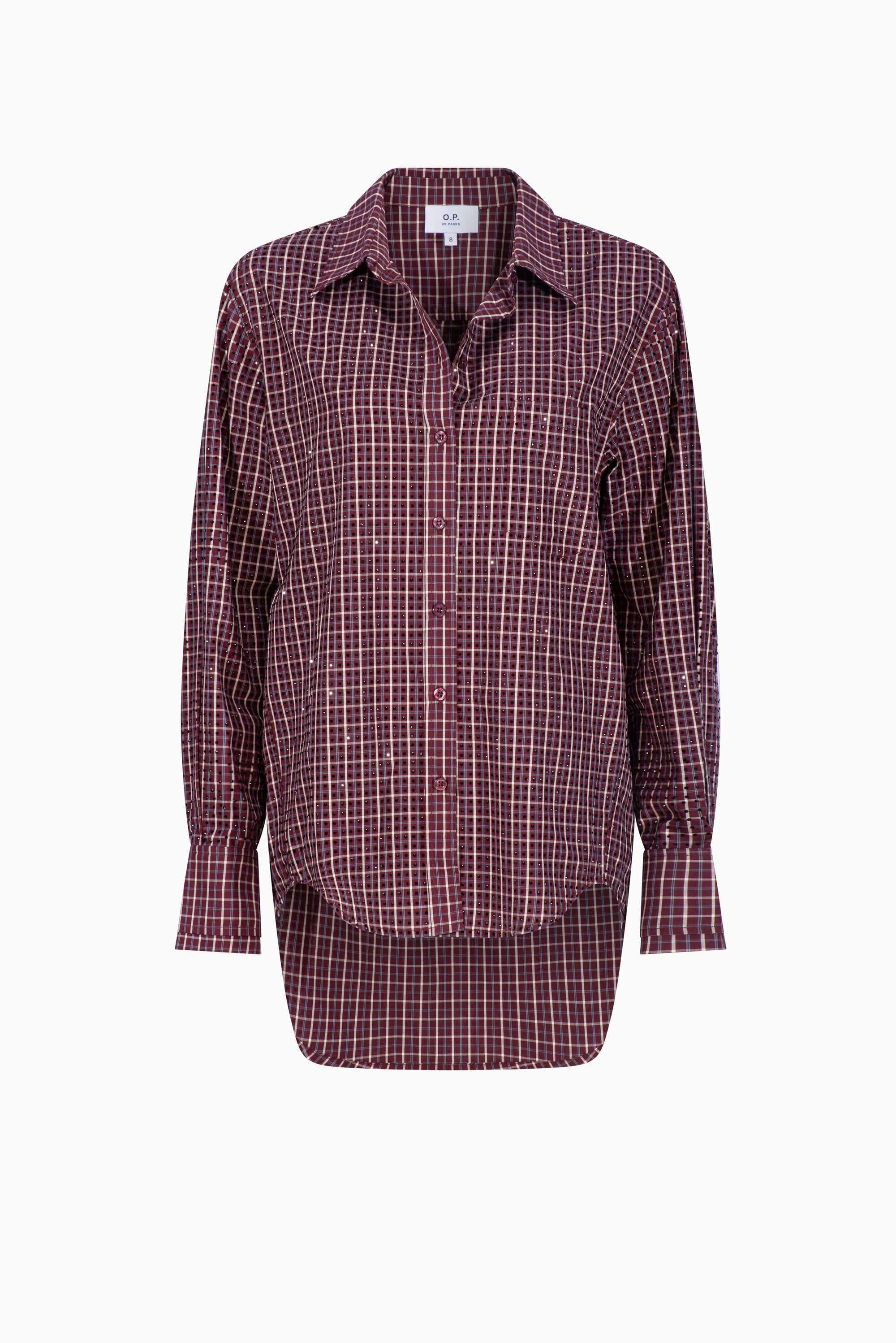 Finlay Shirt - Burgundy Check w/ Rhinestones