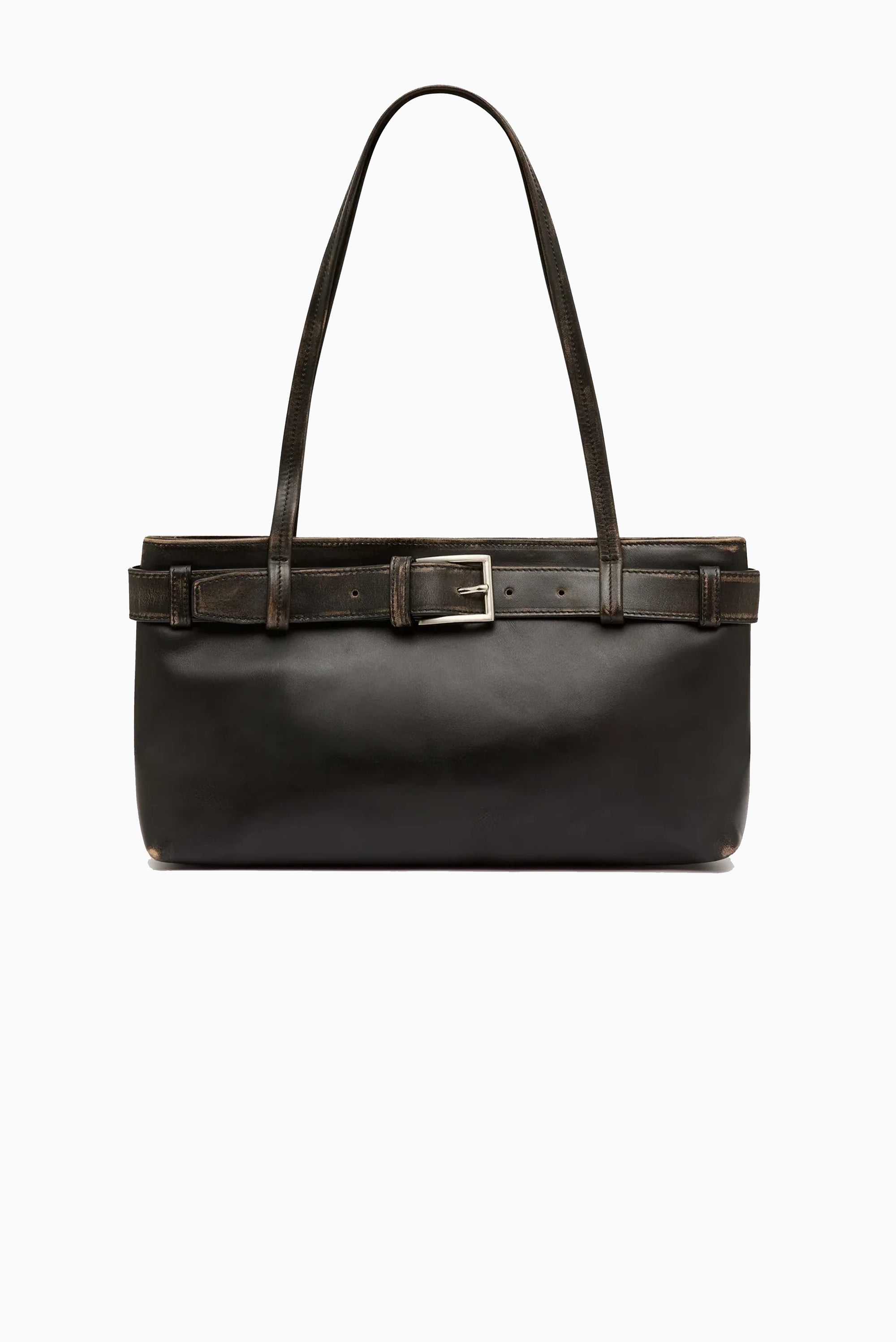 Brushed Belt Detail Baguette - Black