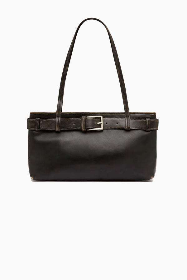 Brushed Belt Detail Baguette - Black