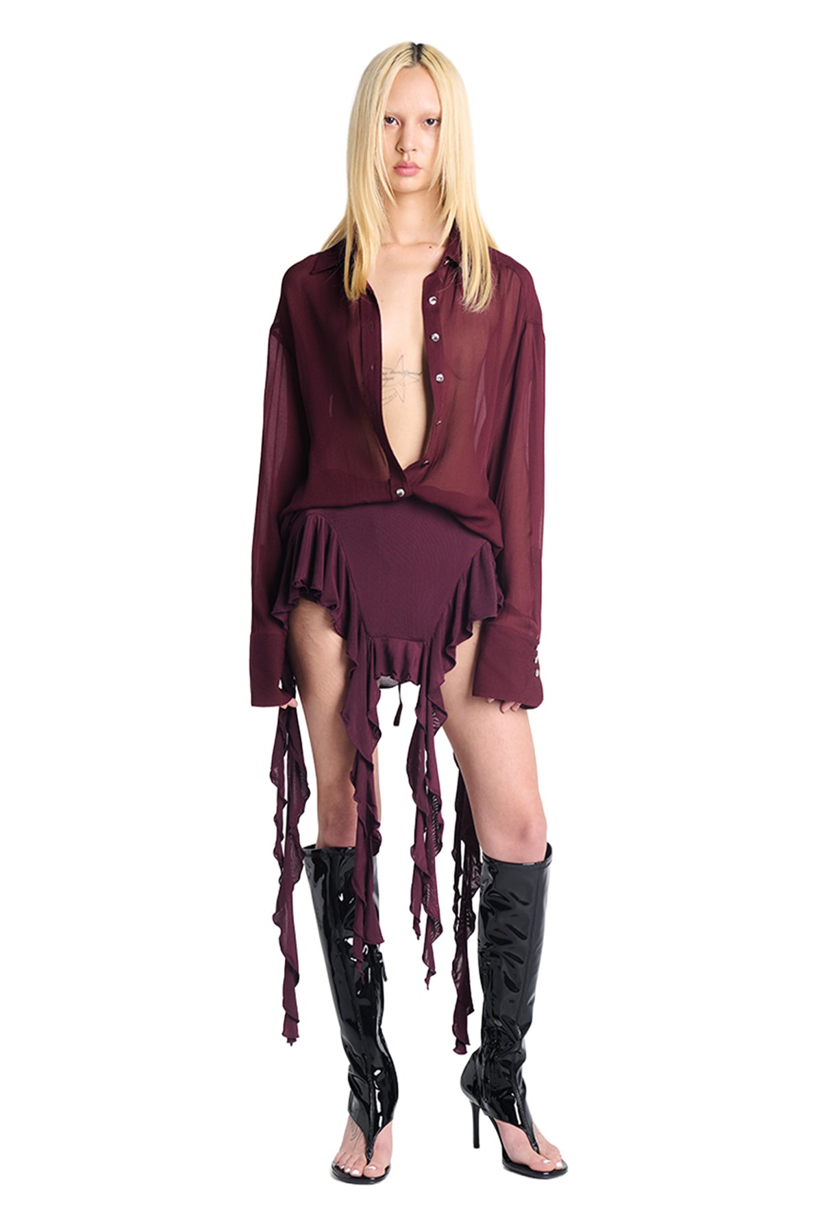 Ritual Ruffle Skort - Deep Burgundy