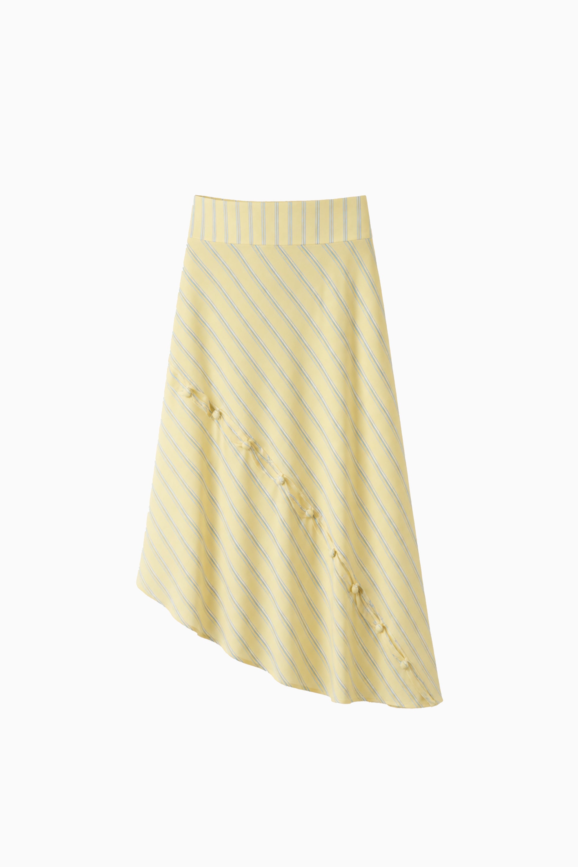 Striped Mesh Asymmetric Skirt - Butter