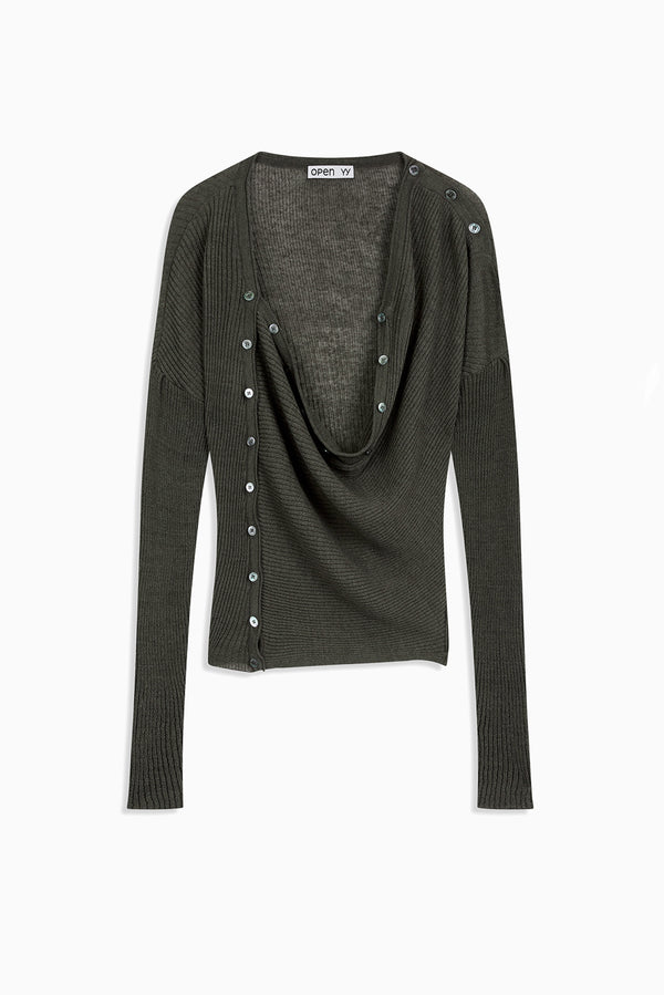 Convertible Drape Cardigan - Green