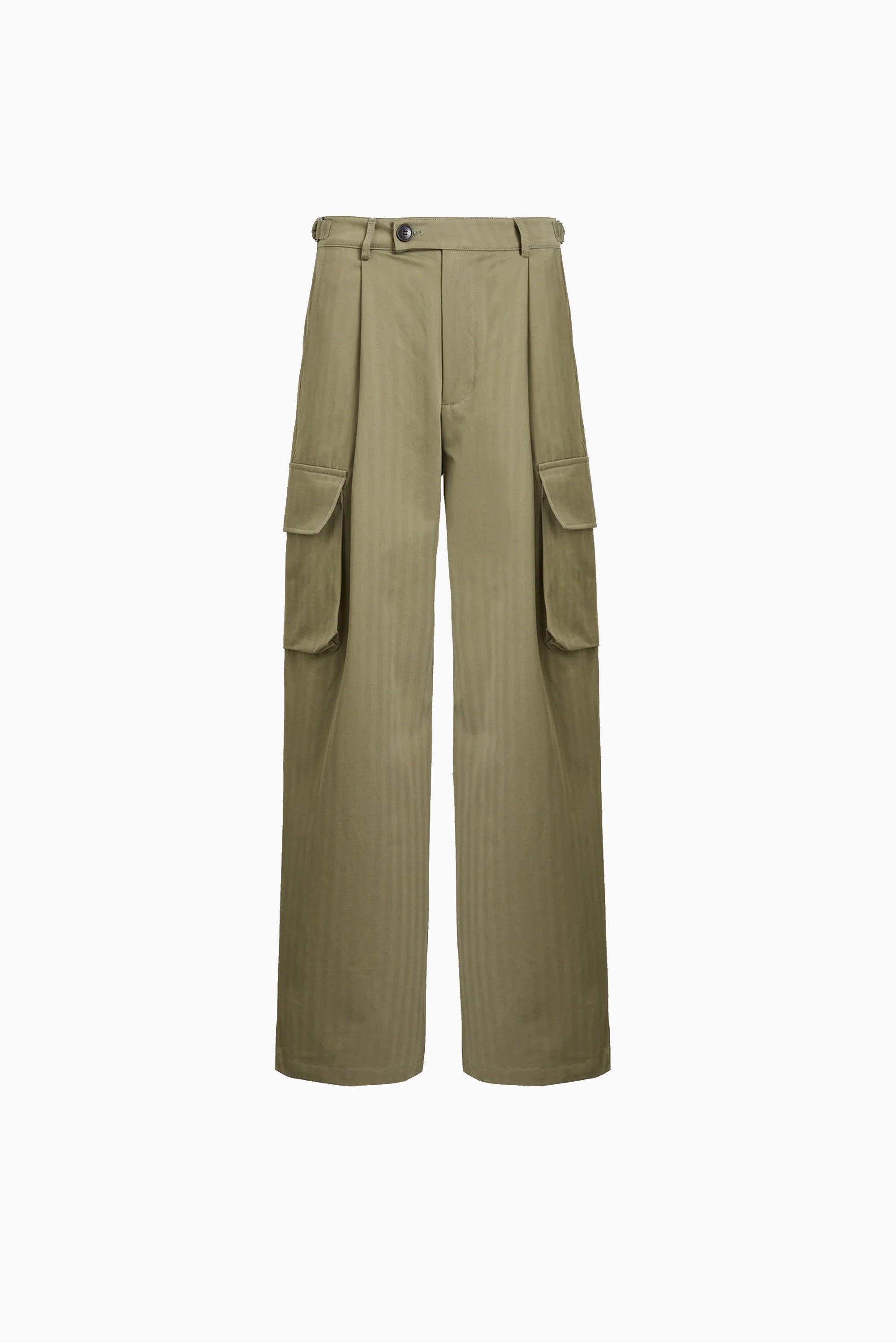 Pleated Cargo Pants - Olive