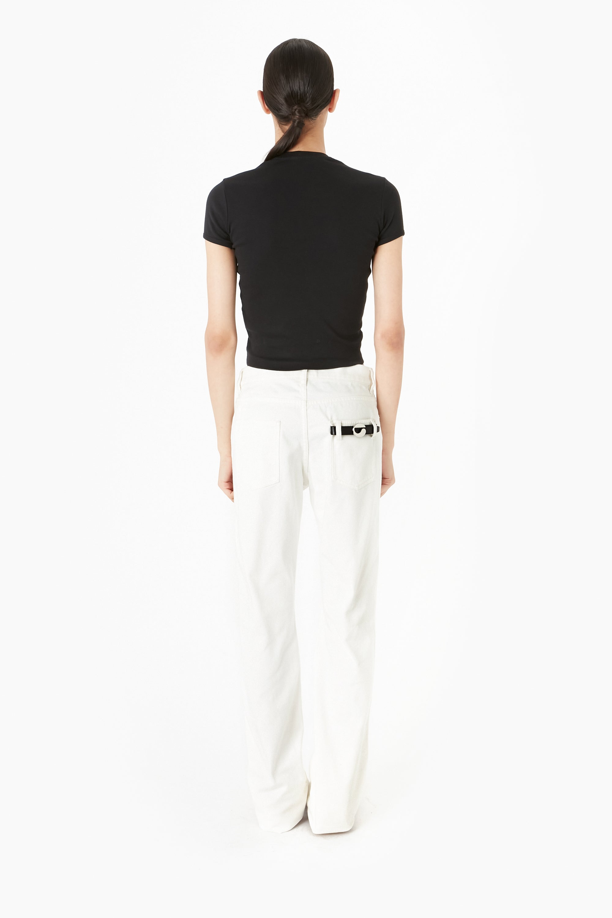 Knitted C-Logo Gathered Top - Black