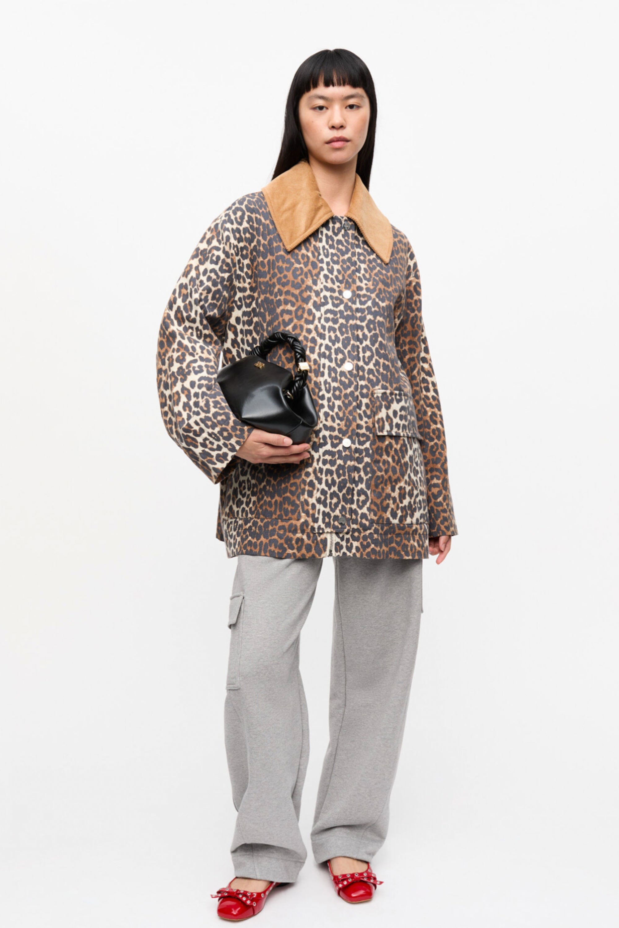 Printed Canvas Midi Jacket - Almond Milk