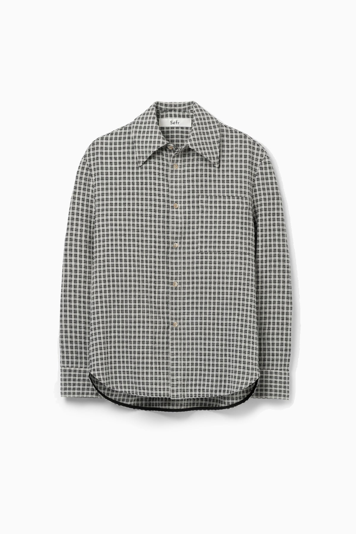 Button-Up Flannel Shirt - White/Black Check
