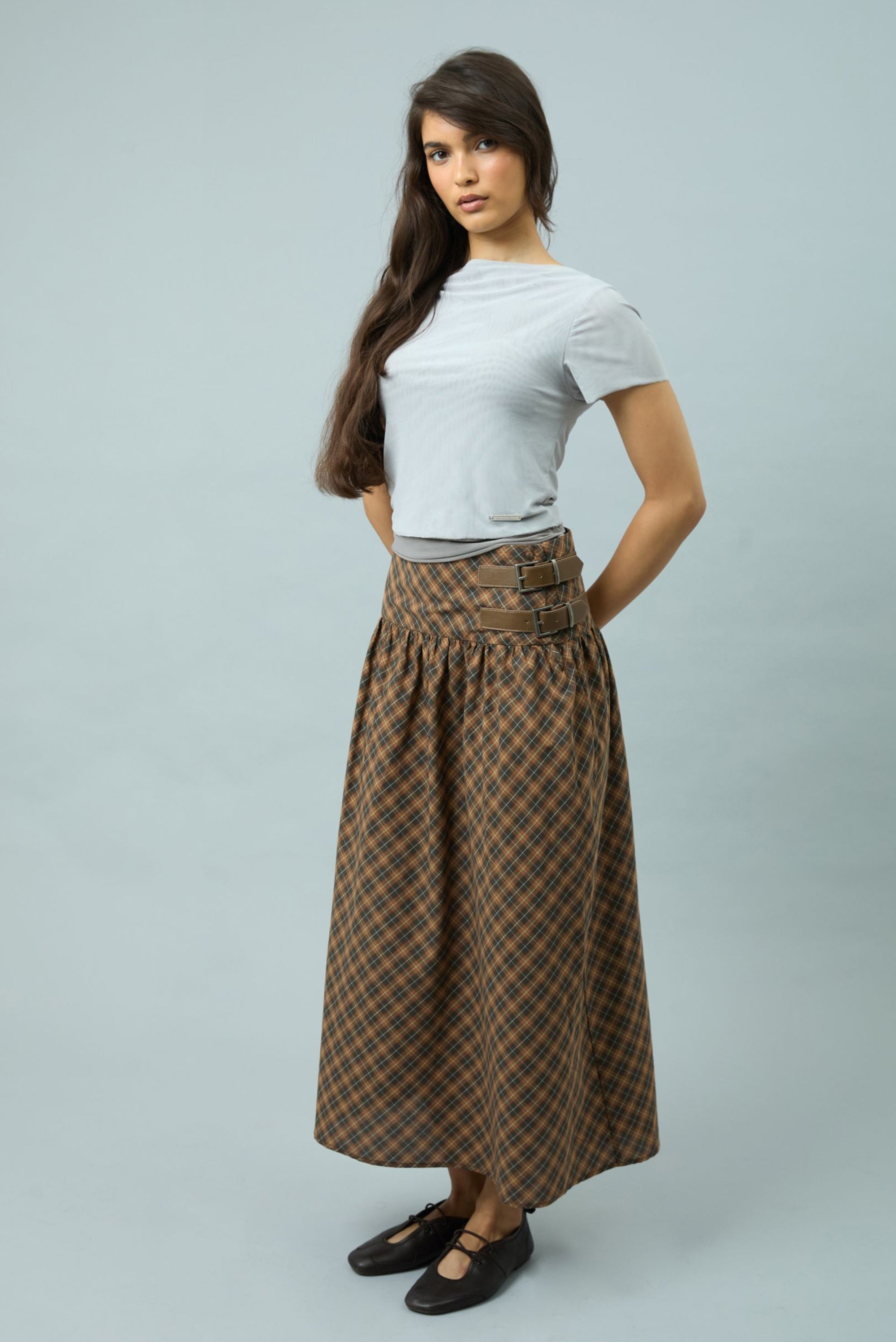 Check Buckle Skirt - Multi Check