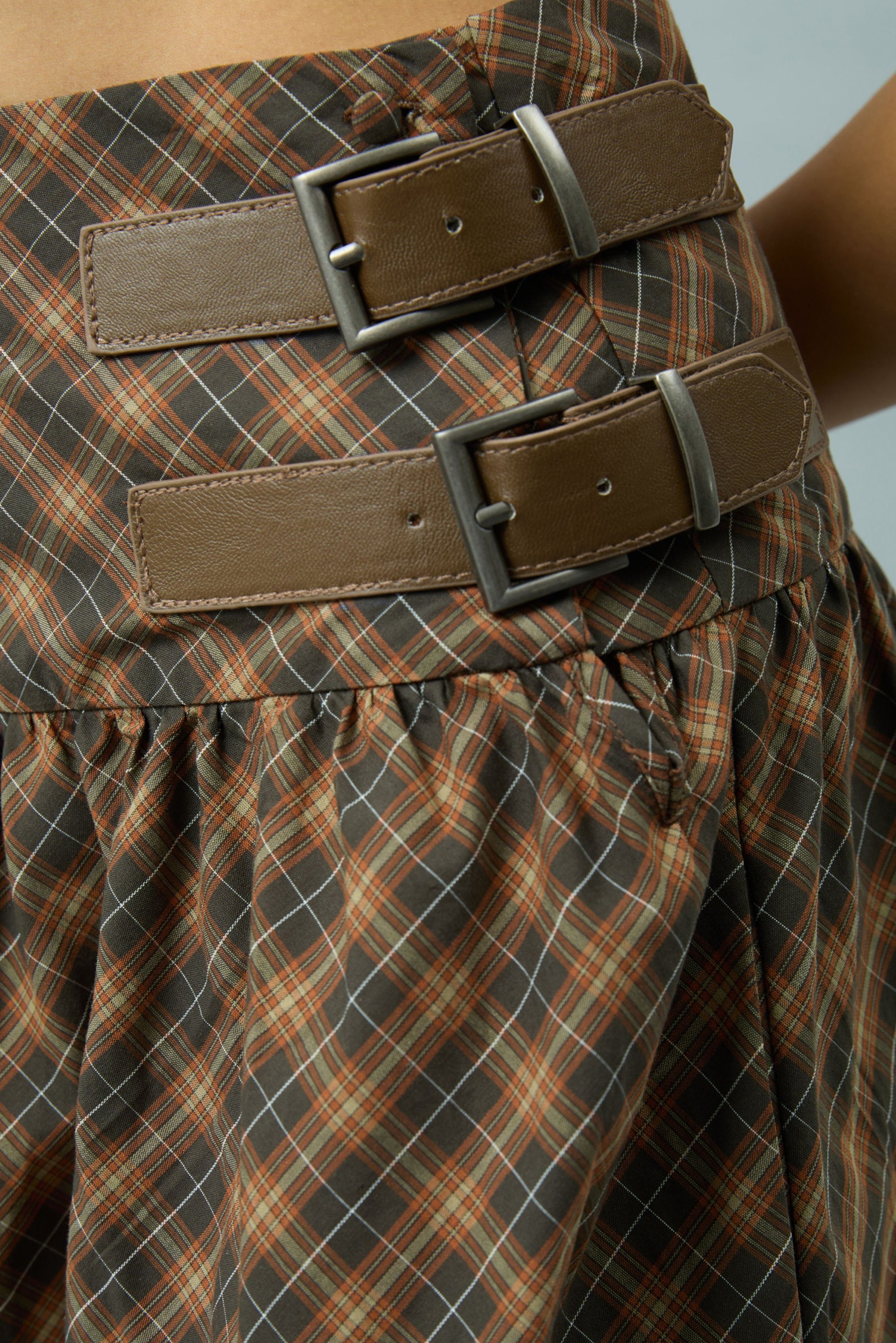 Check Buckle Skirt - Multi Check