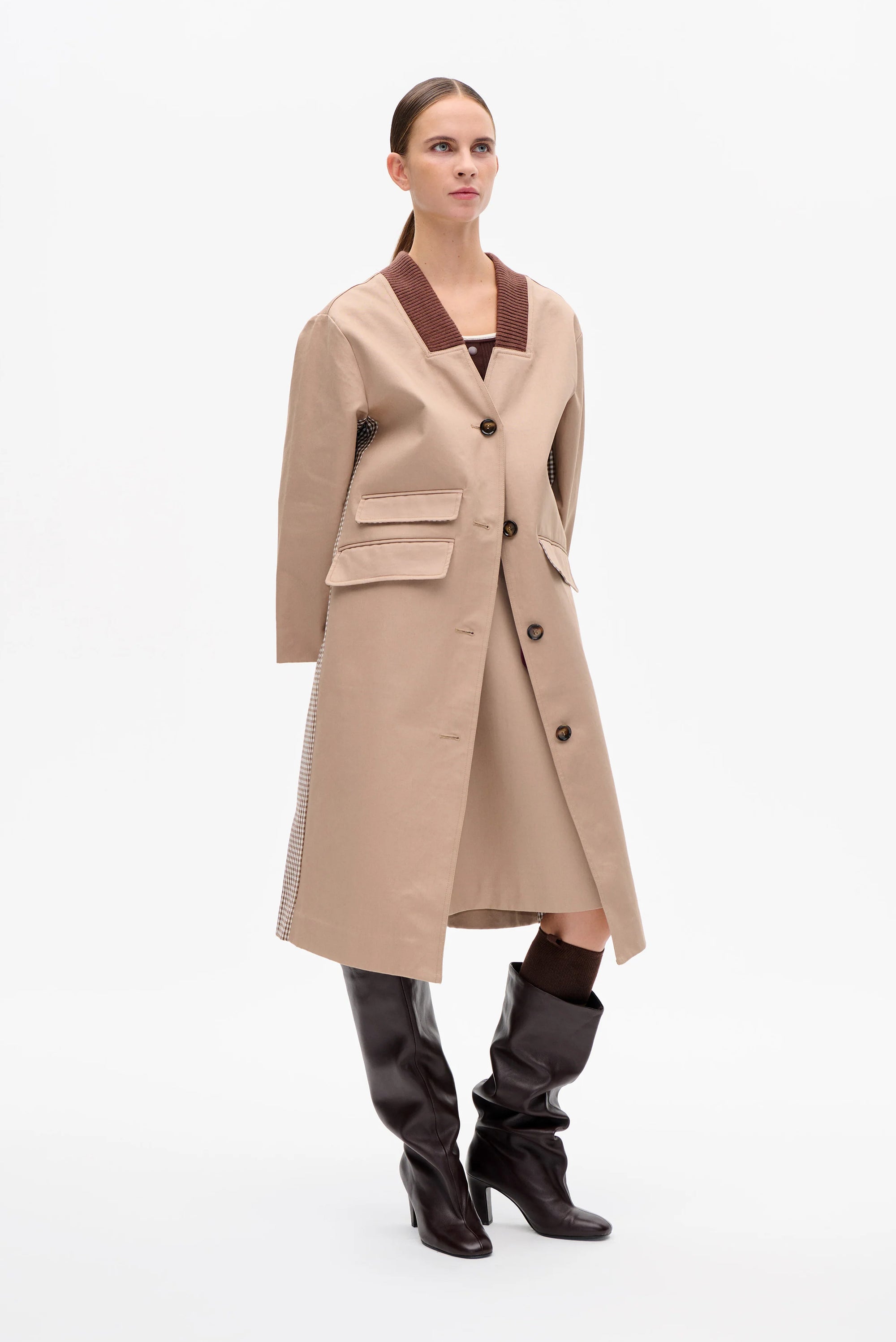 Dagny Coat - Portabella Camel Check