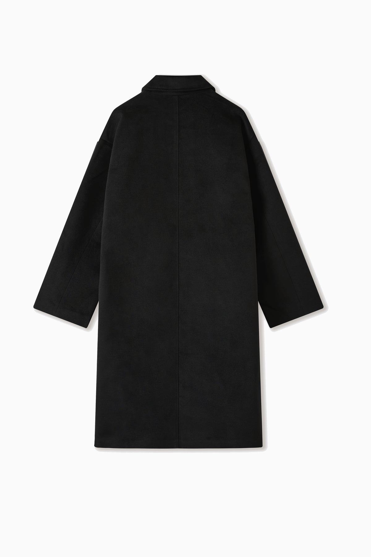 Black Wool Clasp Trench Coat - Black