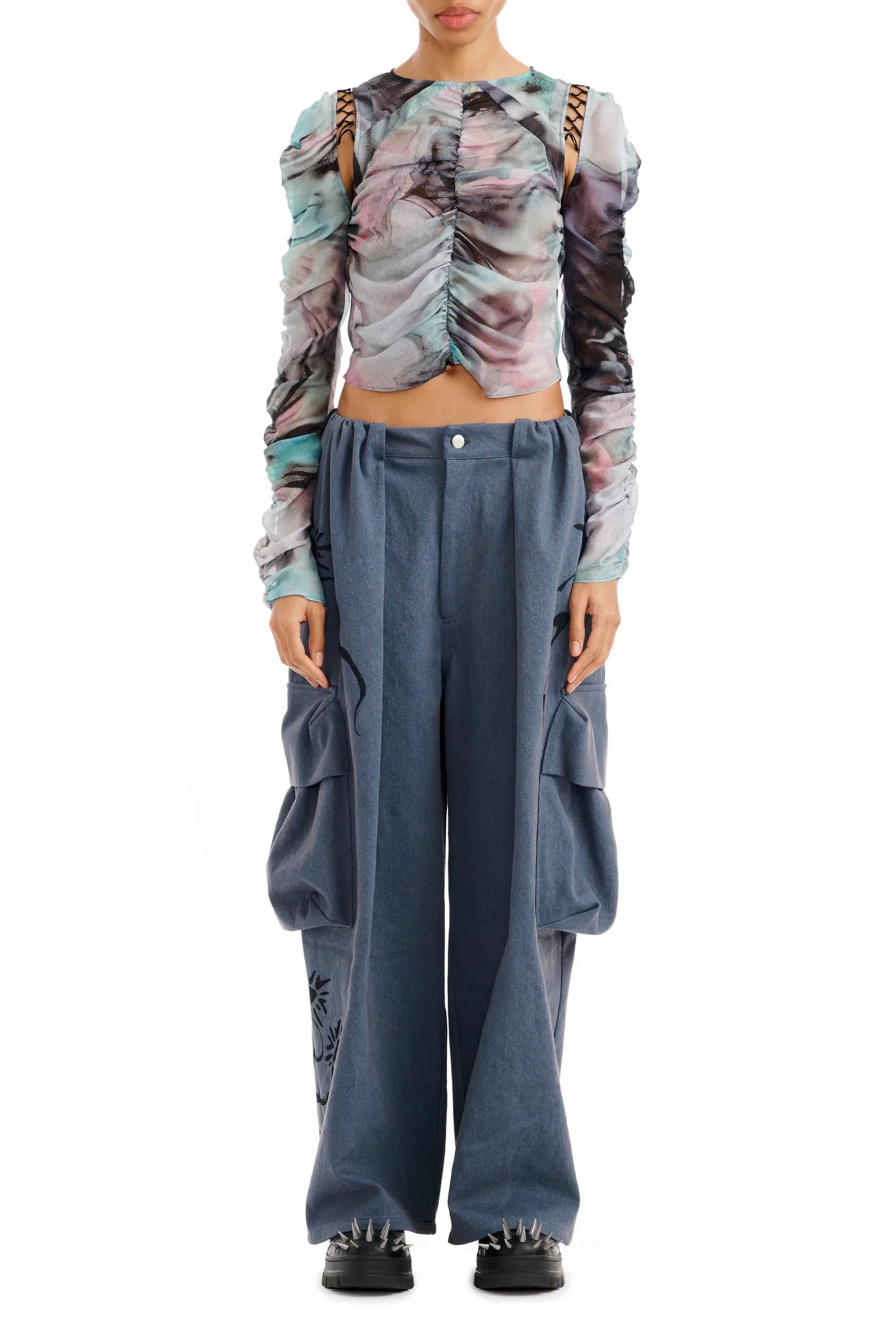 COLLINA STRADA Cargo Sweatpant - Charcoal Daisy