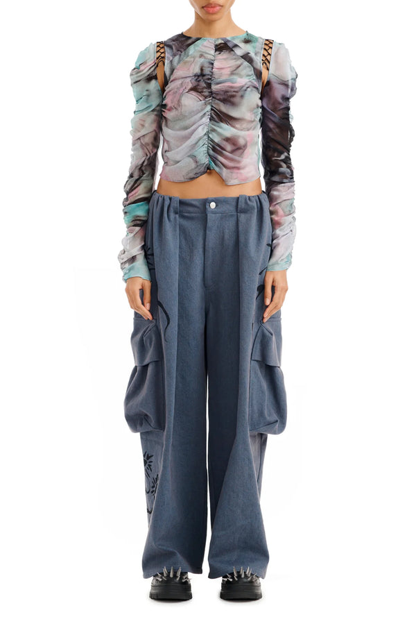 COLLINA STRADA Cargo Sweatpant - Charcoal Daisy