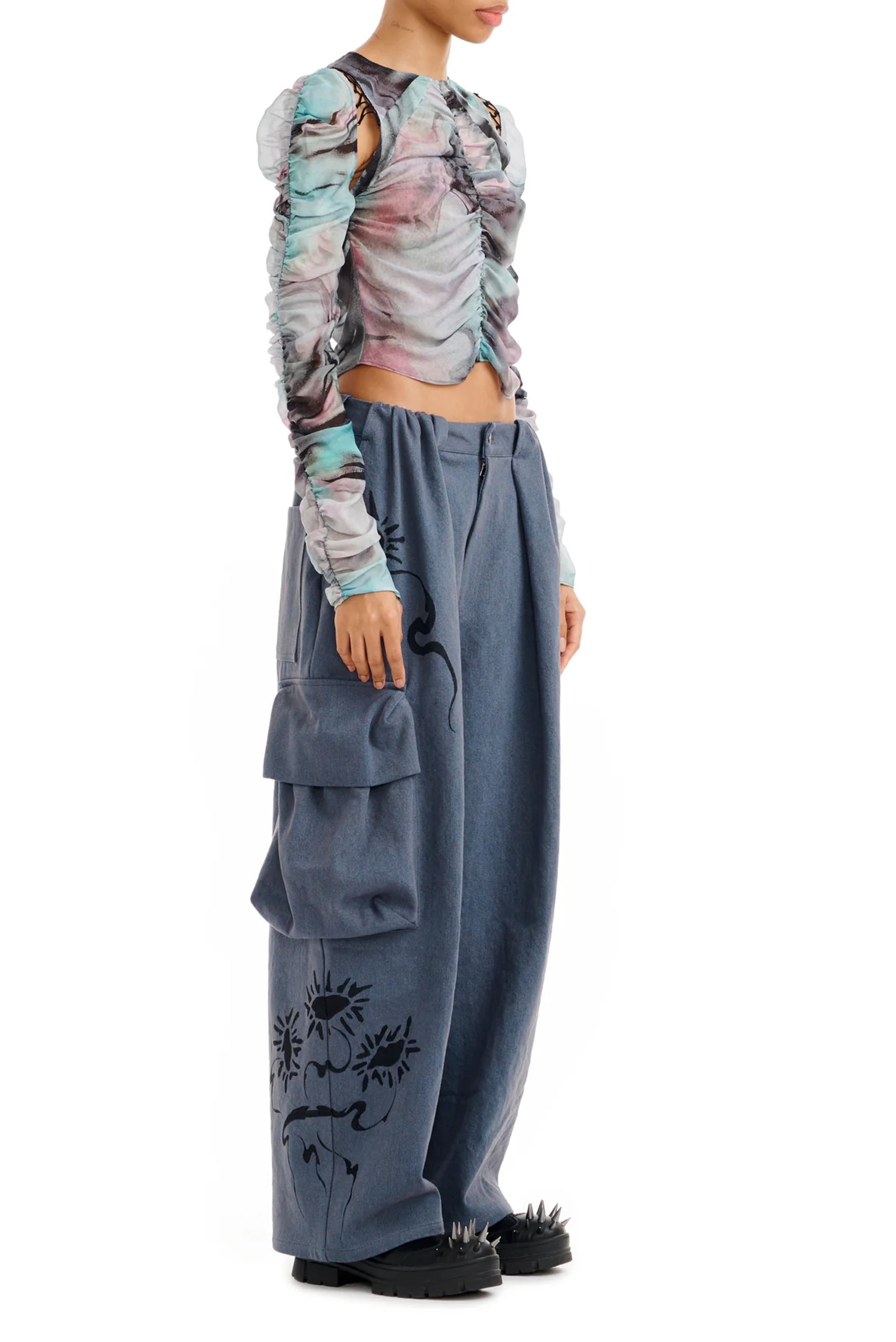 COLLINA STRADA Cargo Sweatpant - Charcoal Daisy