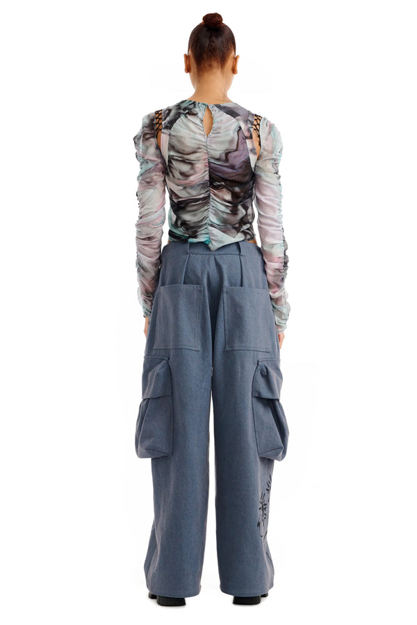 COLLINA STRADA Cargo Sweatpant - Charcoal Daisy