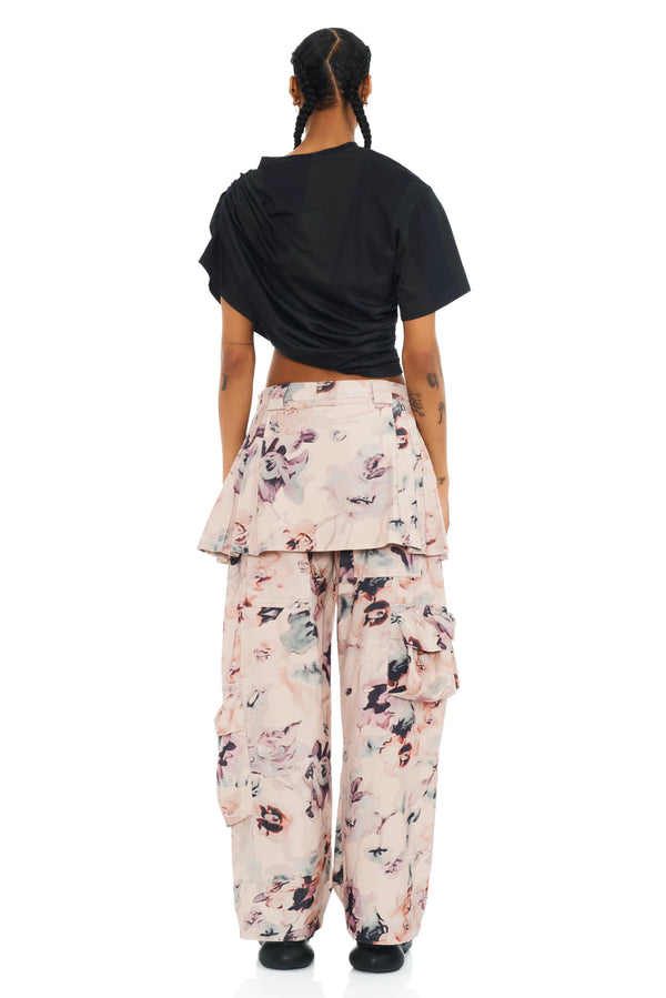 COLLINA STRADA Draped Eva Tee - Charcoal Stripe