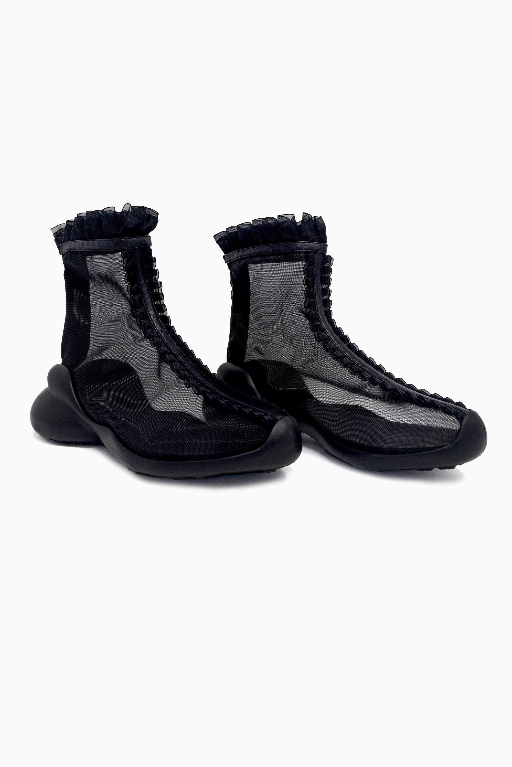COLLINA STRADA Ruffle Boots - Black