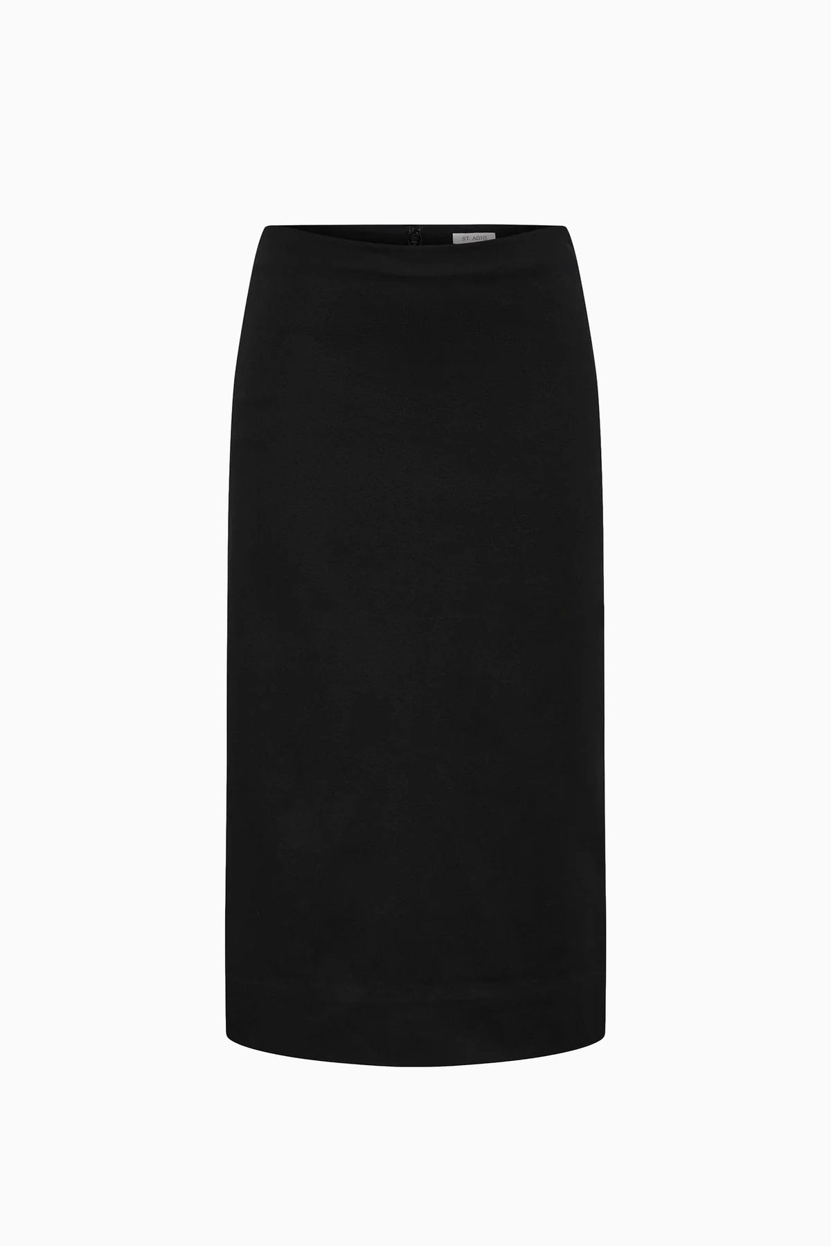 Compact Cotton Layered Column Skirt - Black