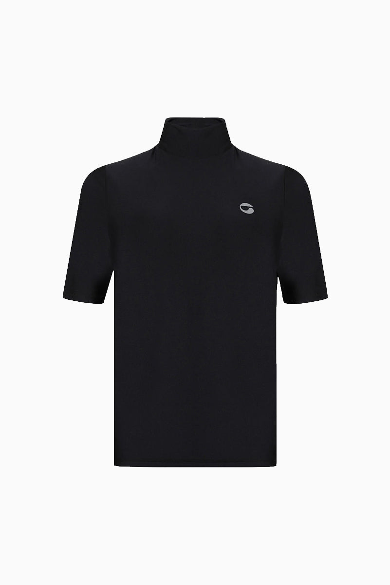High Neck Fitted Top - Black